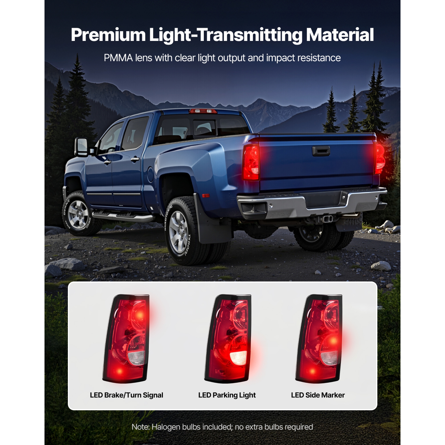 Feu arrière VEVOR 2PCS Compatible avec les feux de freinage arrière arrière 2003-2006 Chevy Silverado 1500 1500 HD 2500 2500 3500, Chevrolet Classic