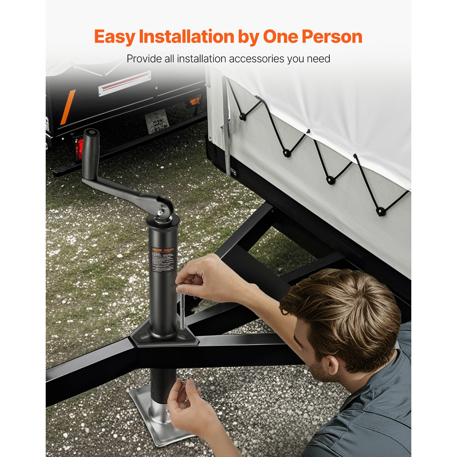 VEVOR 15-inch A-Frame Trailer Jack, 2000 lbs Dynamic Load Capacity, Trailer Jack Stand with Handle & Rectangular Footpad, Suitable for RV, Horse,