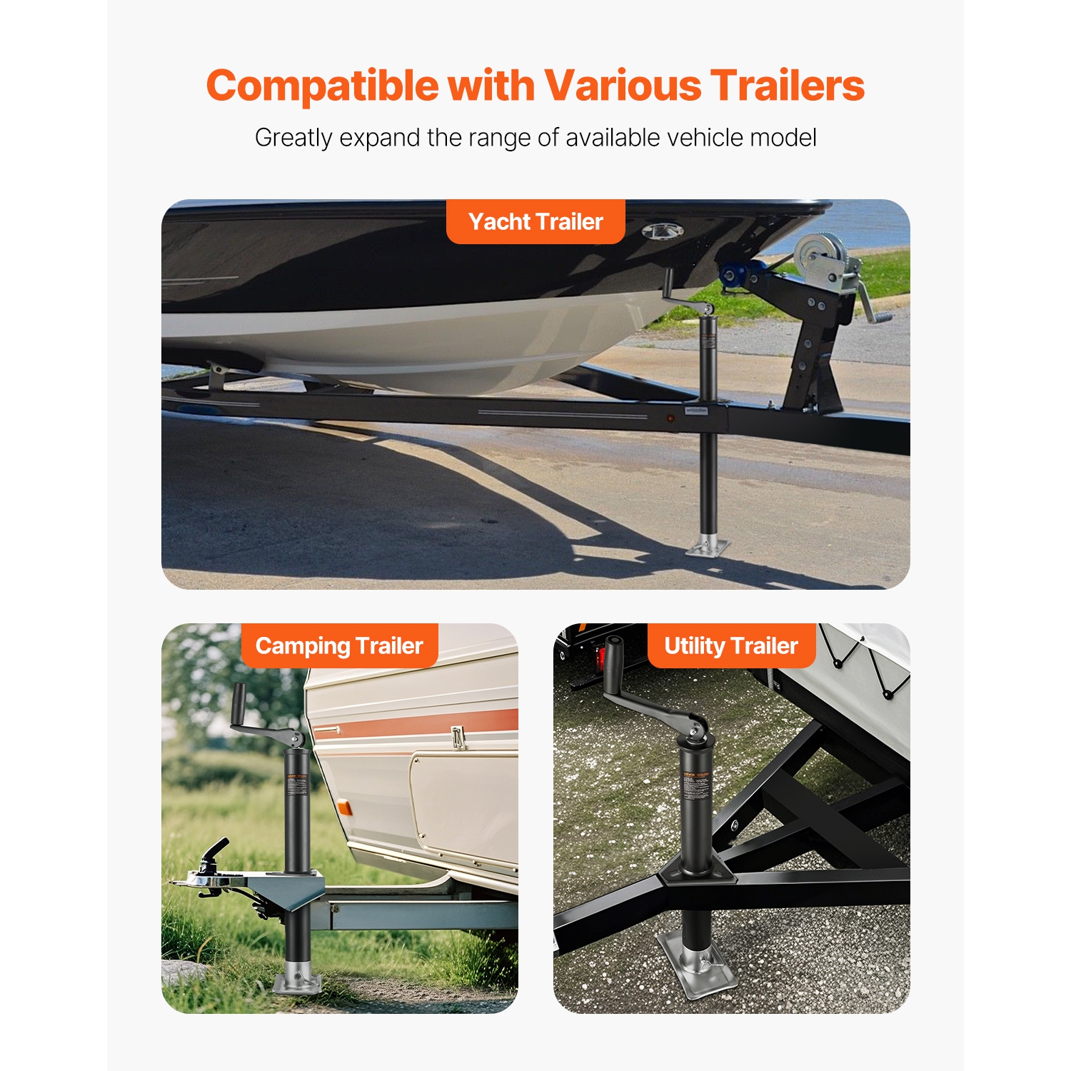 VEVOR 15-inch A-Frame Trailer Jack, 2000 lbs Dynamic Load Capacity, Trailer Jack Stand with Handle & Rectangular Footpad, Suitable for RV, Horse,
