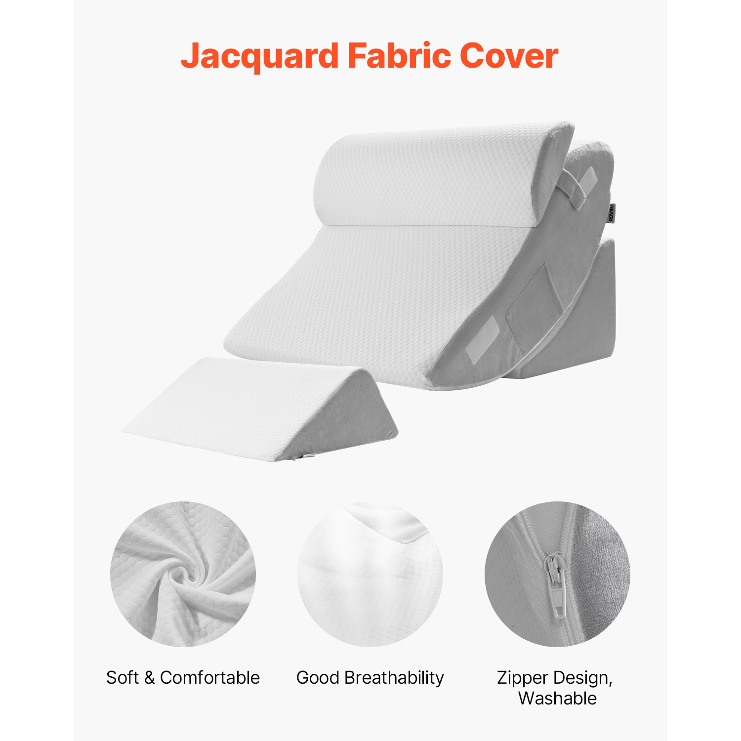 VEVOR Wedge Pillow for Sleeping, 4 Pcs Adjustable Orthopedic Bed Wedge Set, Support Leg Neck Shoulder, Post Surgery Pillow for Back Pain, Acid