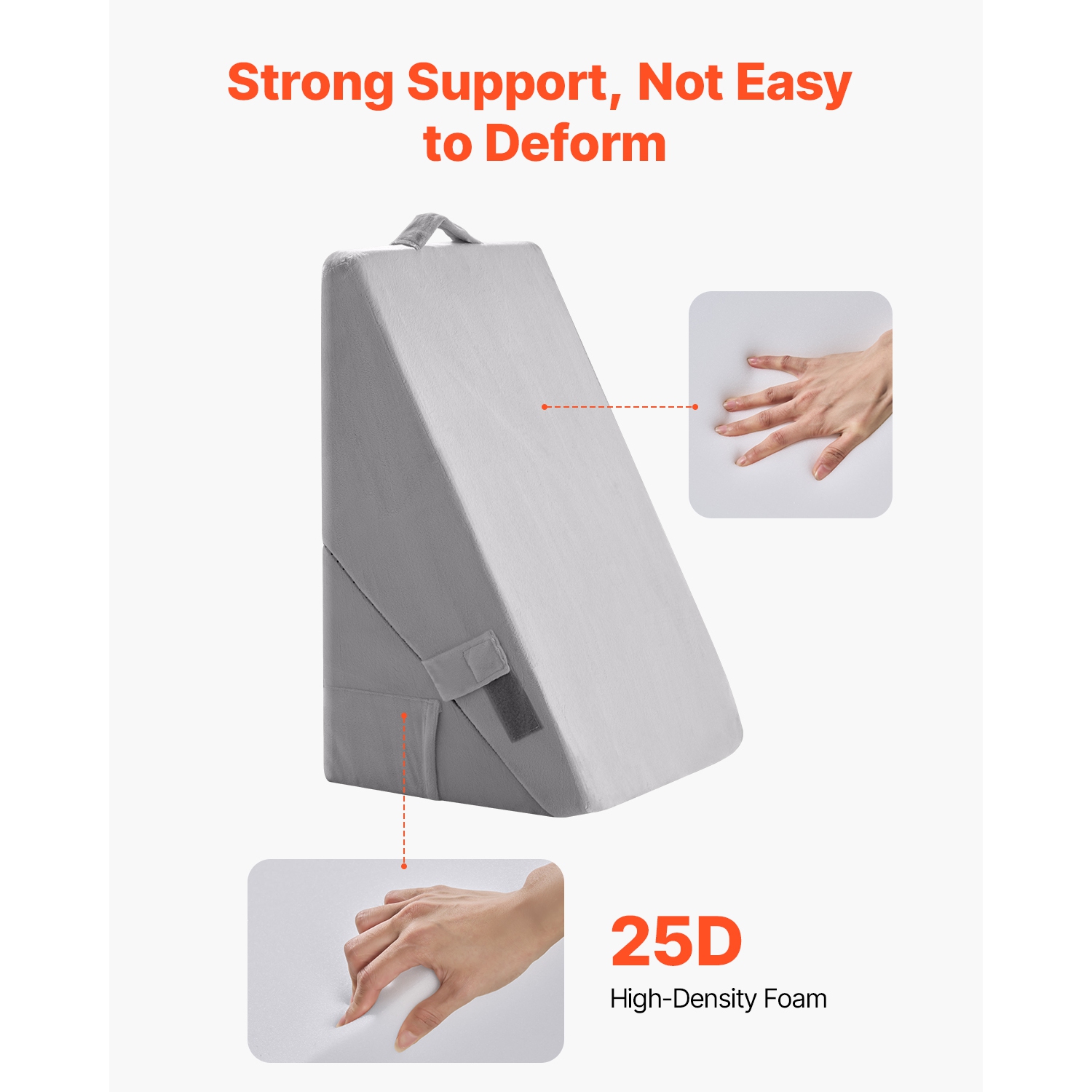 VEVOR Bed Wedge Pillow for Sleeping, Adjustable Orthopedic Bed Wedge, 25D High-Density Foam Filling & Soft Washable Cover, Post Surgery Pillow for