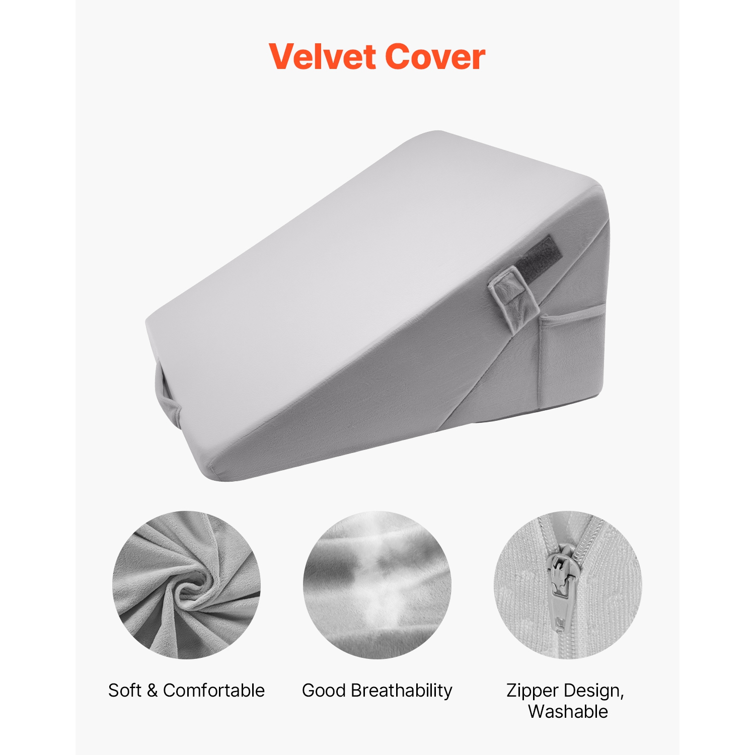 VEVOR Bed Wedge Pillow for Sleeping, Adjustable Orthopedic Bed Wedge, 25D High-Density Foam Filling & Soft Washable Cover, Post Surgery Pillow for