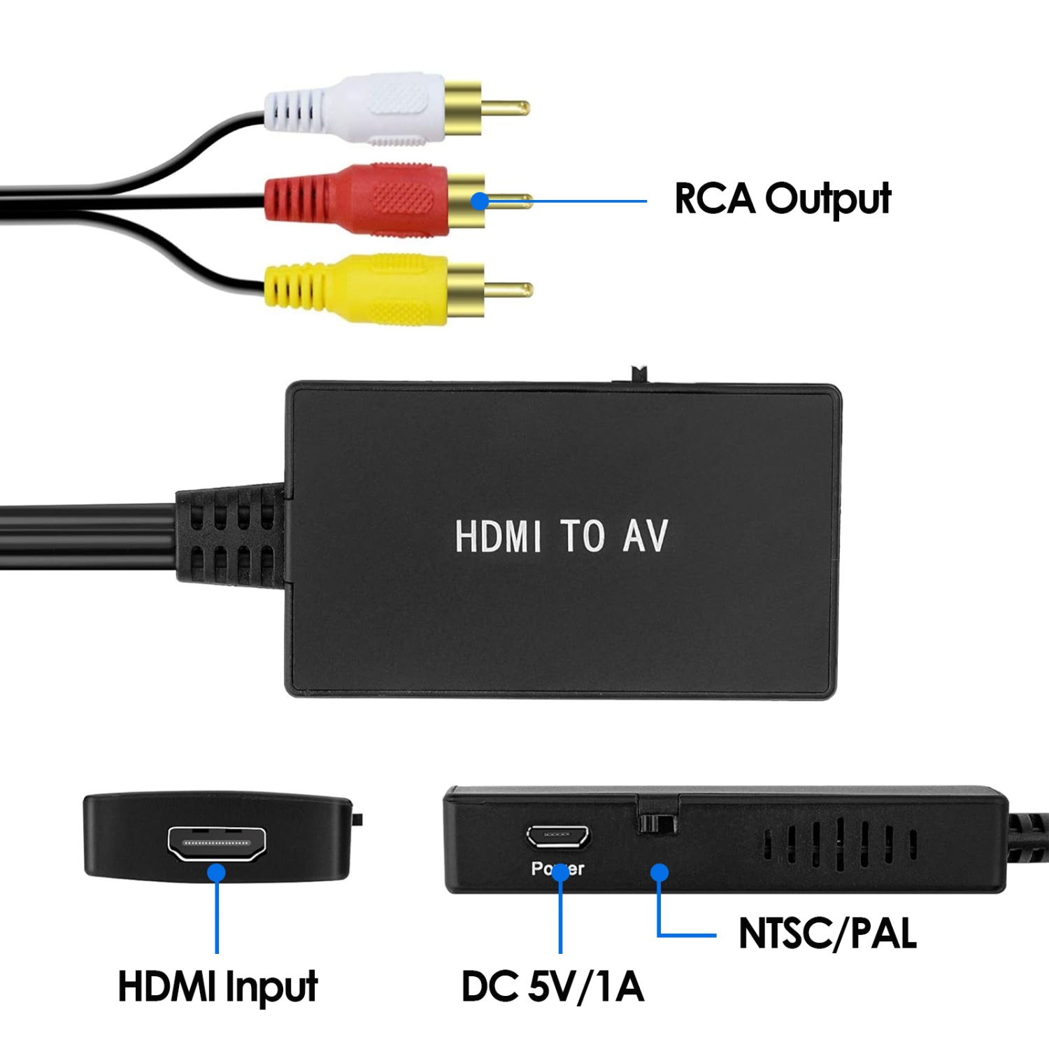 Convertisseur HDMI à AV portatif, idéal pour une utilisation à domicile