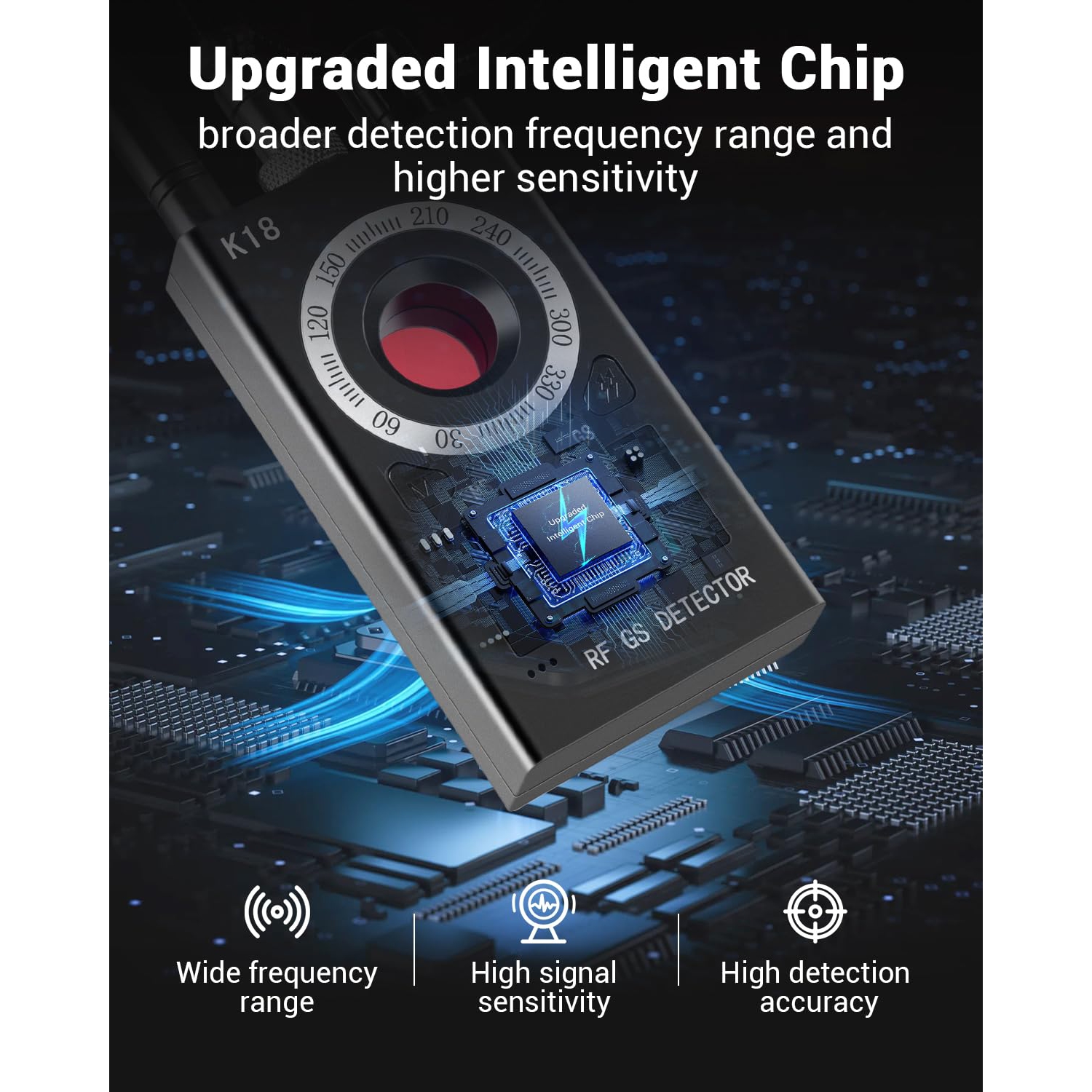 Détecteur de caméra cachée portatif, détecteur de caméra anti-espion, détecteur de suivi GPS, détecteur de dispositif caché pour hôtel, salle de