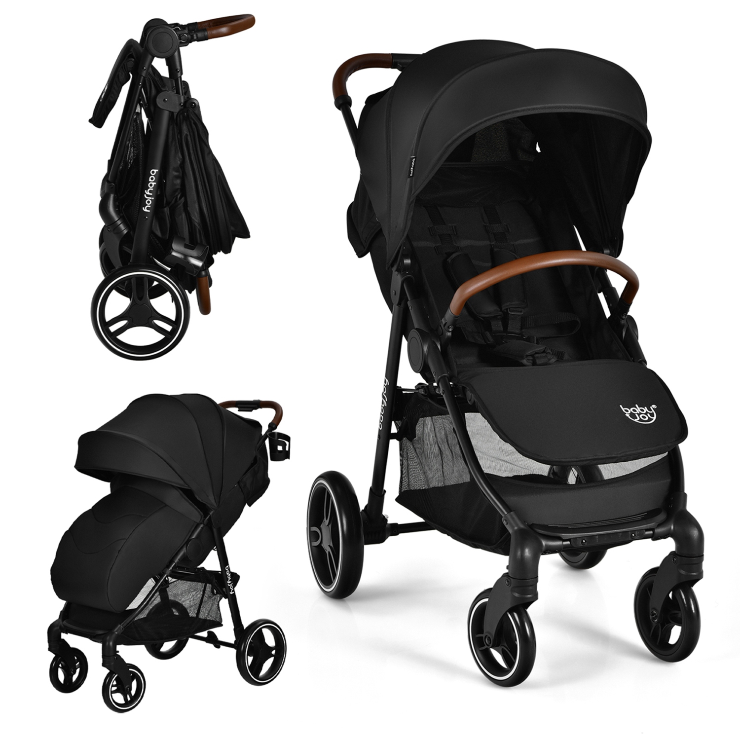 Costway High Landscape Baby Stroller Pushchair w/ Footmuff & Expandable Canopy