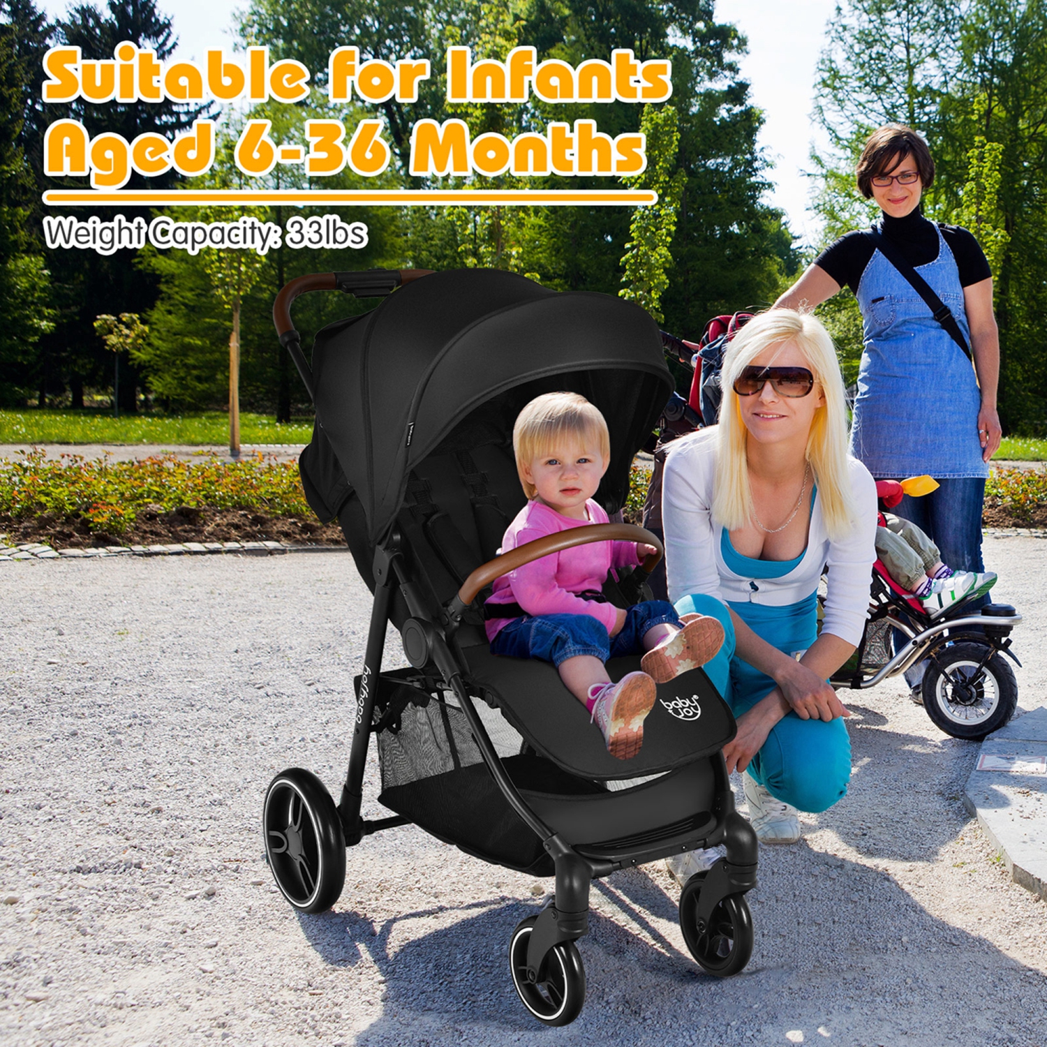 Costway High Landscape Baby Stroller Pushchair w/ Footmuff & Expandable Canopy