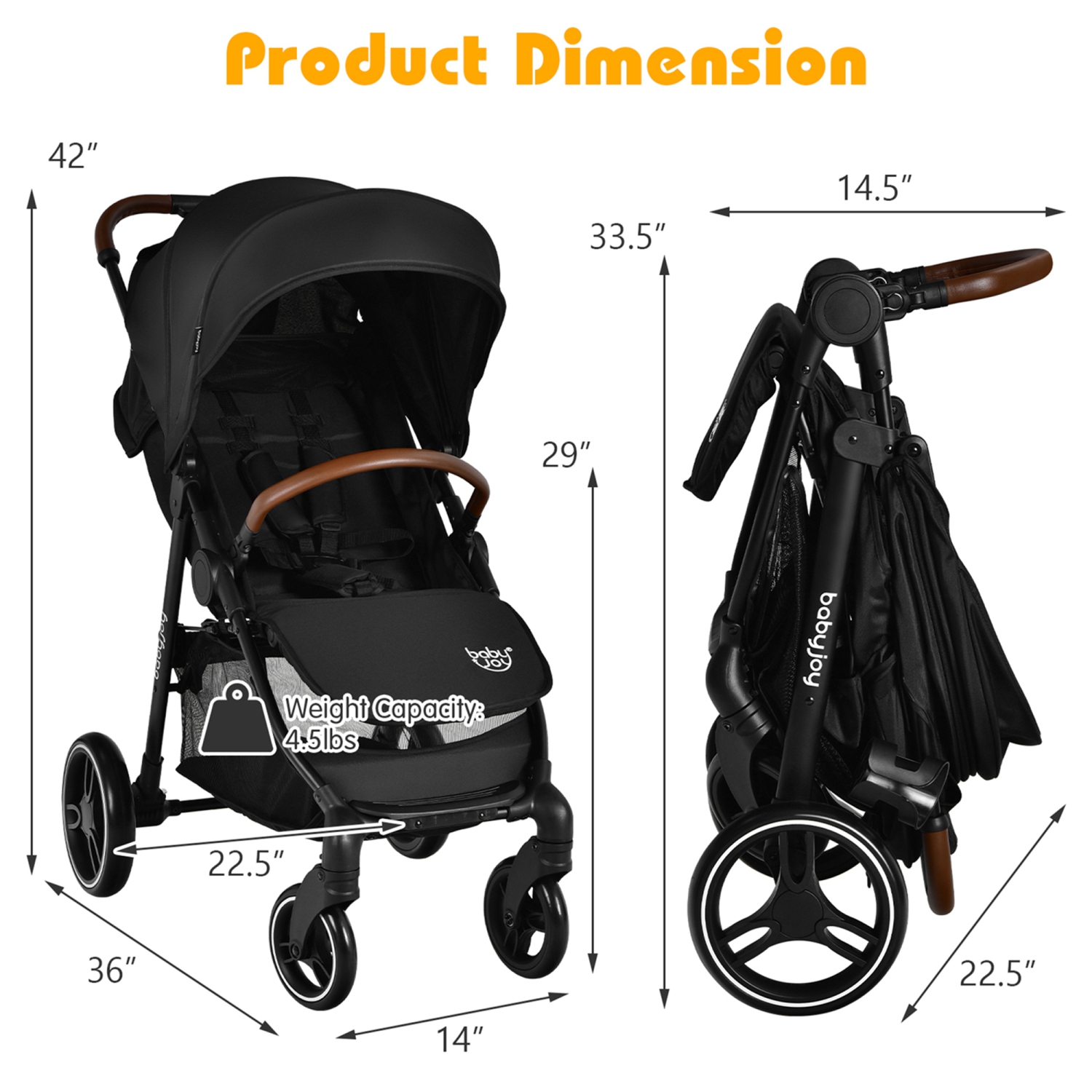 Costway High Landscape Baby Stroller Pushchair w/ Footmuff & Expandable Canopy