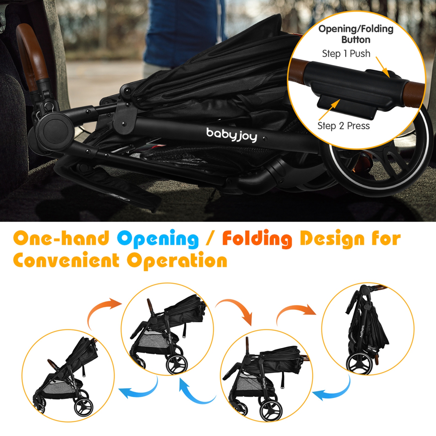 Costway High Landscape Baby Stroller Pushchair w/ Footmuff & Expandable Canopy
