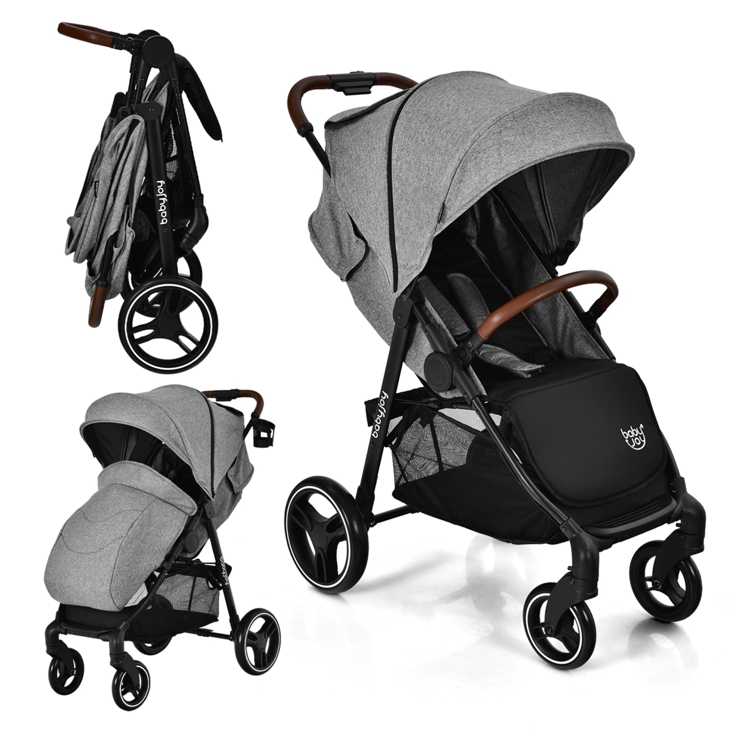 Costway High Landscape Baby Stroller Pushchair w/ Footmuff & Expandable Canopy