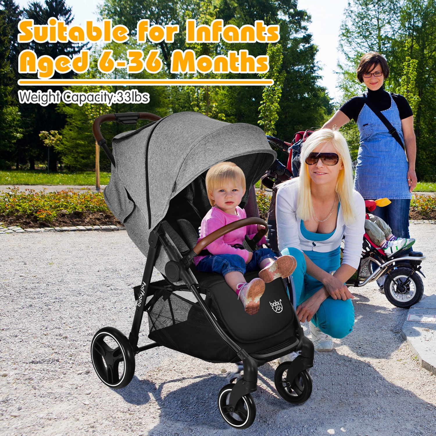 Costway High Landscape Baby Stroller Pushchair w/ Footmuff & Expandable Canopy