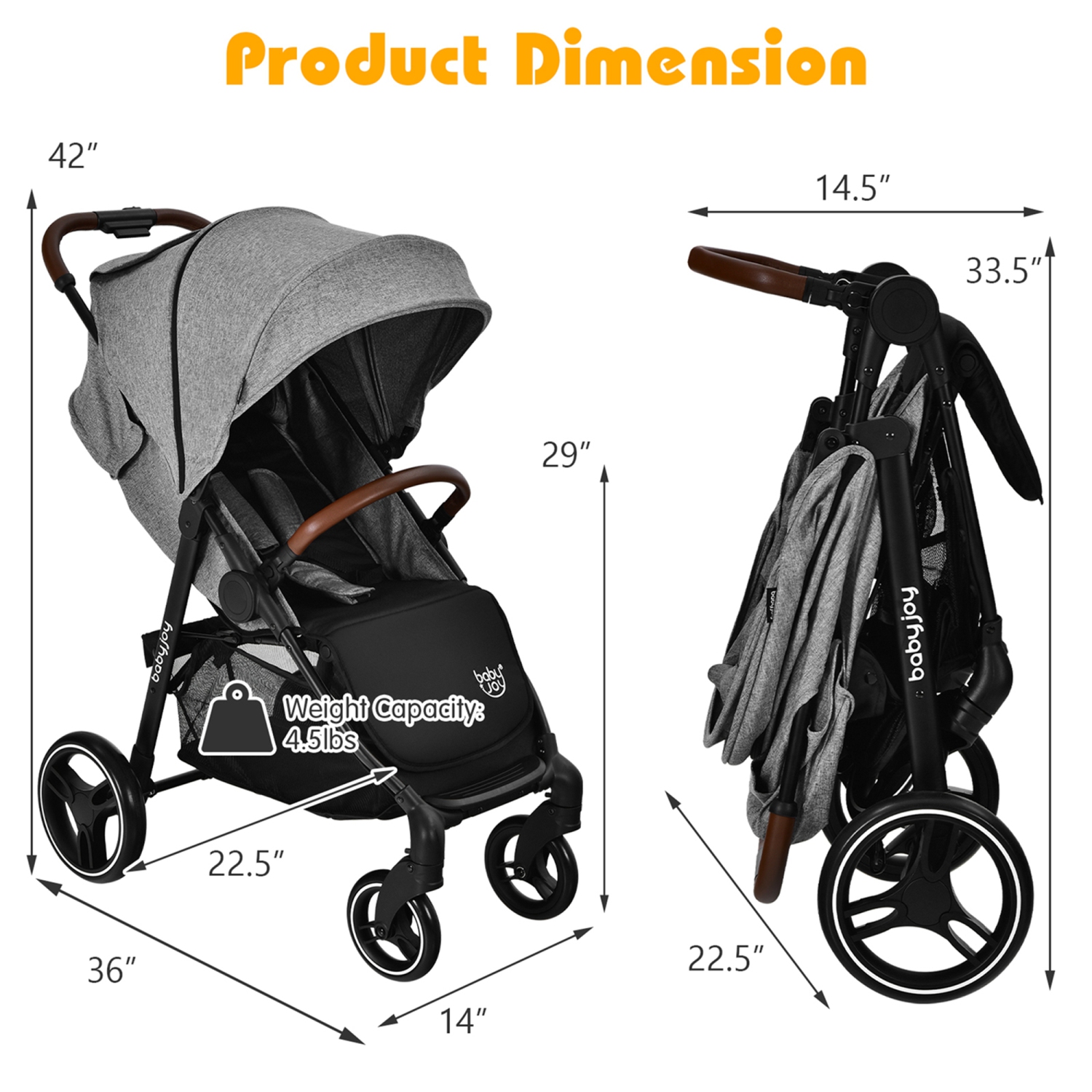Costway High Landscape Baby Stroller Pushchair w/ Footmuff & Expandable Canopy