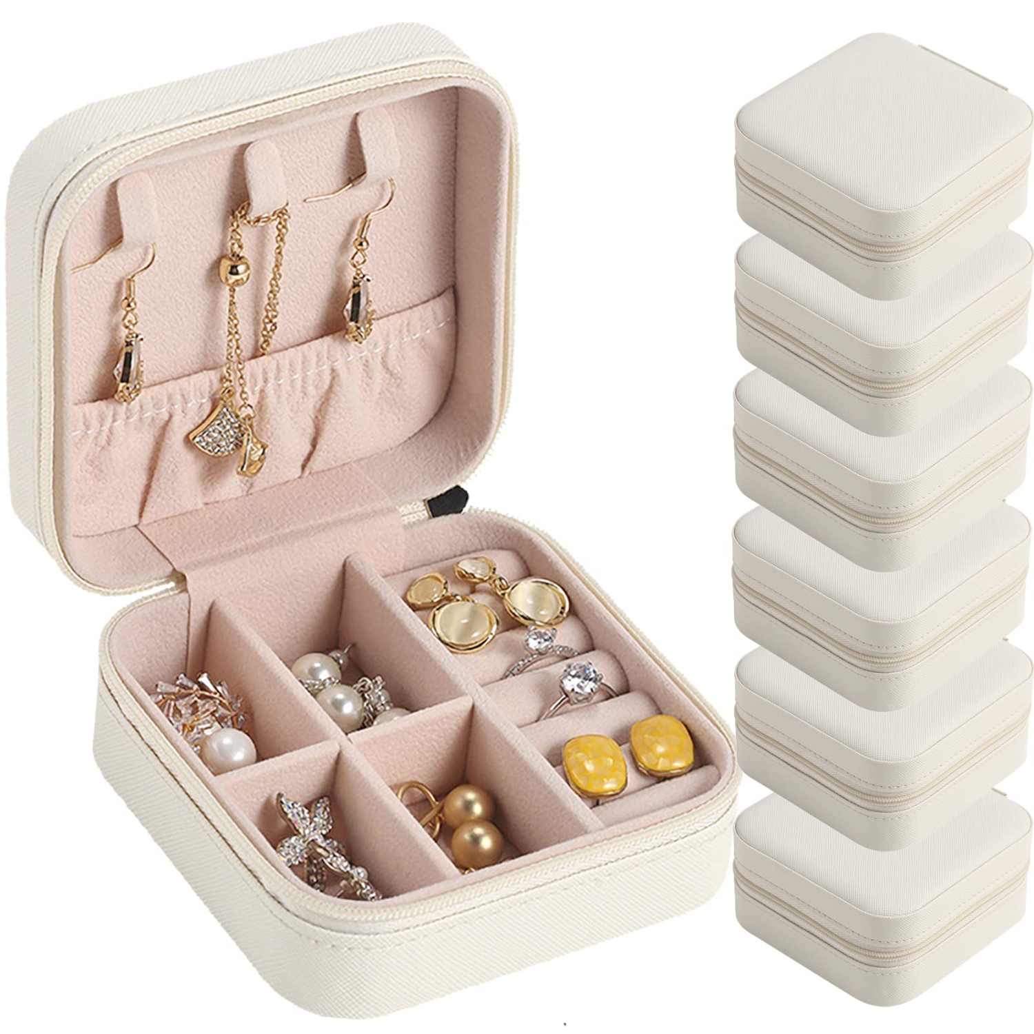 Coffret à bijoux de voyage 6 pièces, boîte-cadeau de demoiselle d'honneur, coffret de rangement pour boucles d'oreilles miniatures
