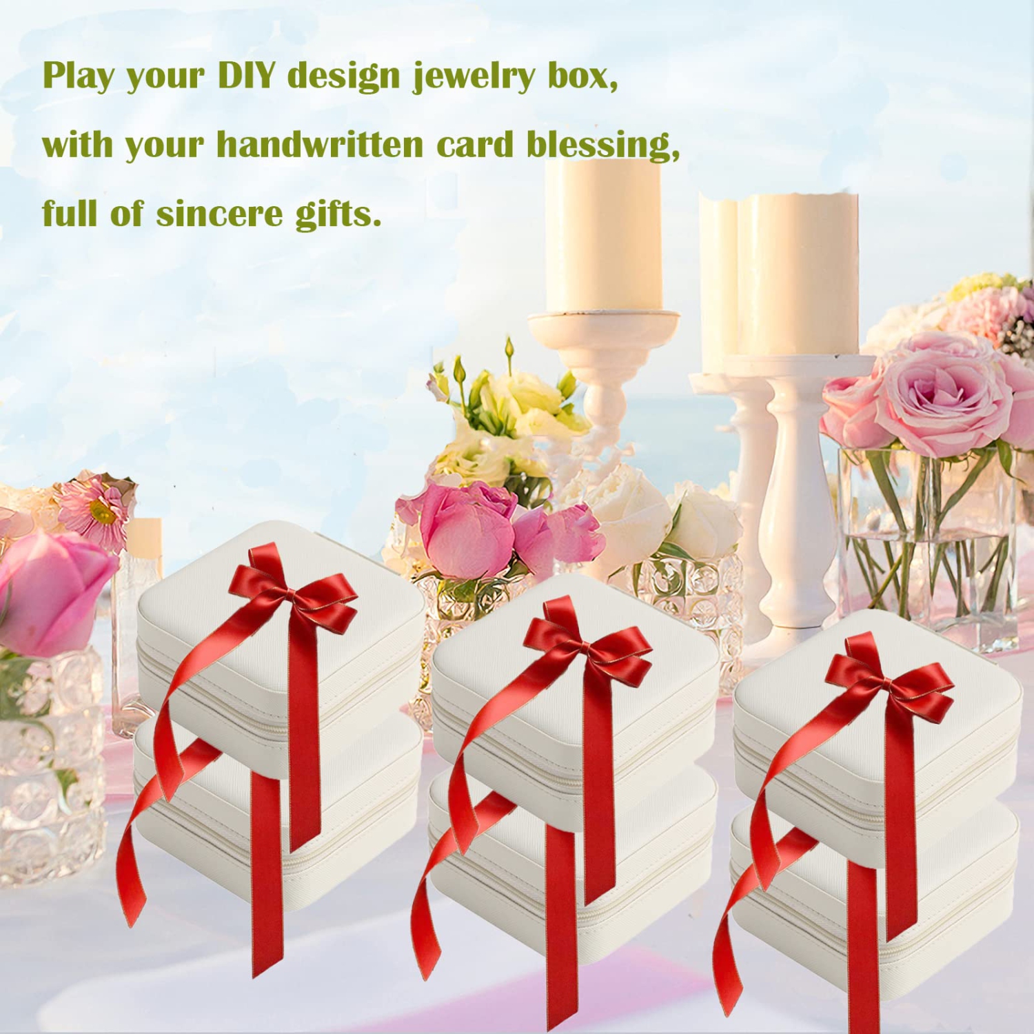 Coffret à bijoux de voyage 6 pièces, boîte-cadeau de demoiselle d'honneur, coffret de rangement pour boucles d'oreilles miniatures