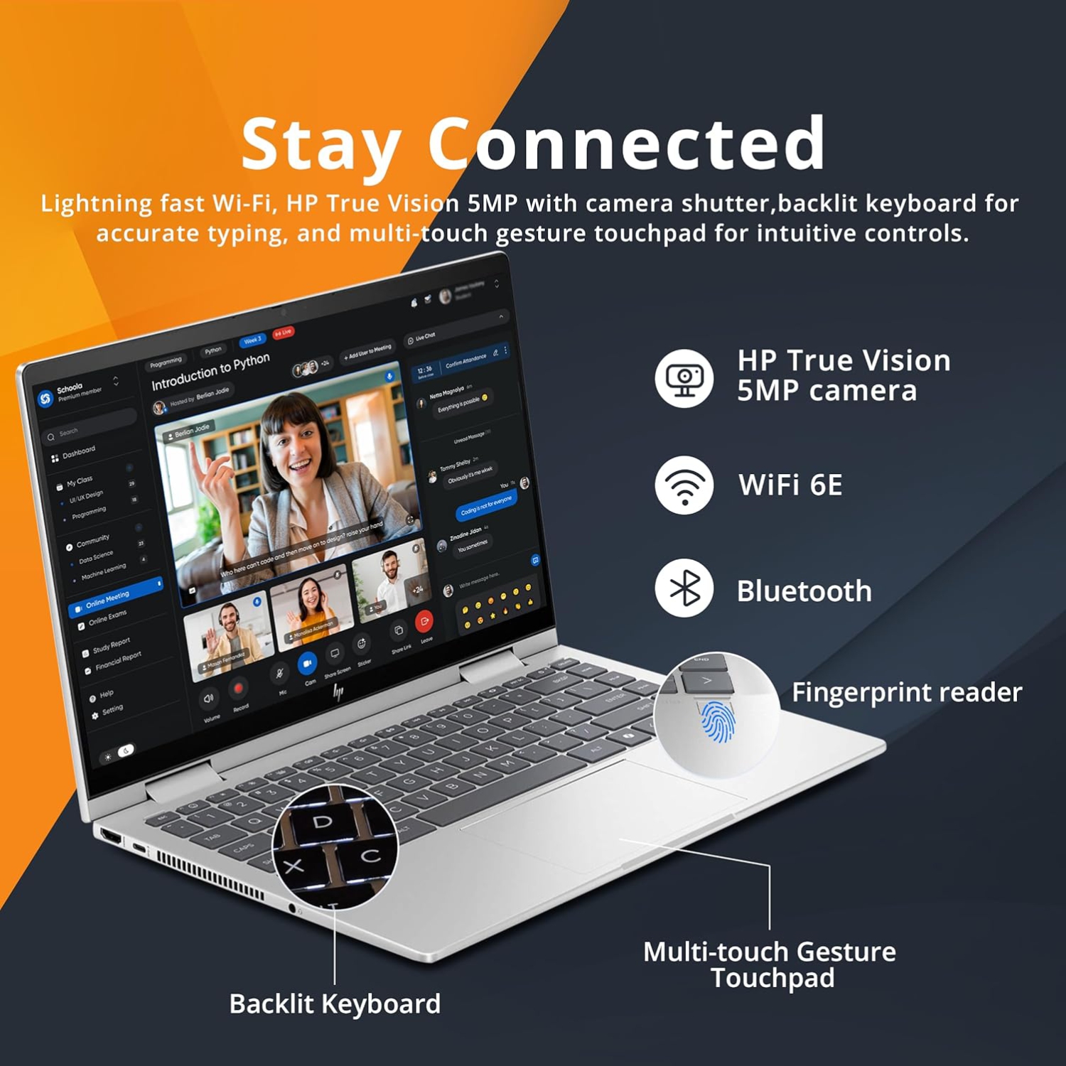 HP Envy x360 2-in-1 14" FHD Touchscreen Laptop, Intel 5 120U, 2.5TB Storage,8GB RAM, Backlit Keyboard, Wi-Fi 6E, Win 11 Pro, Silver