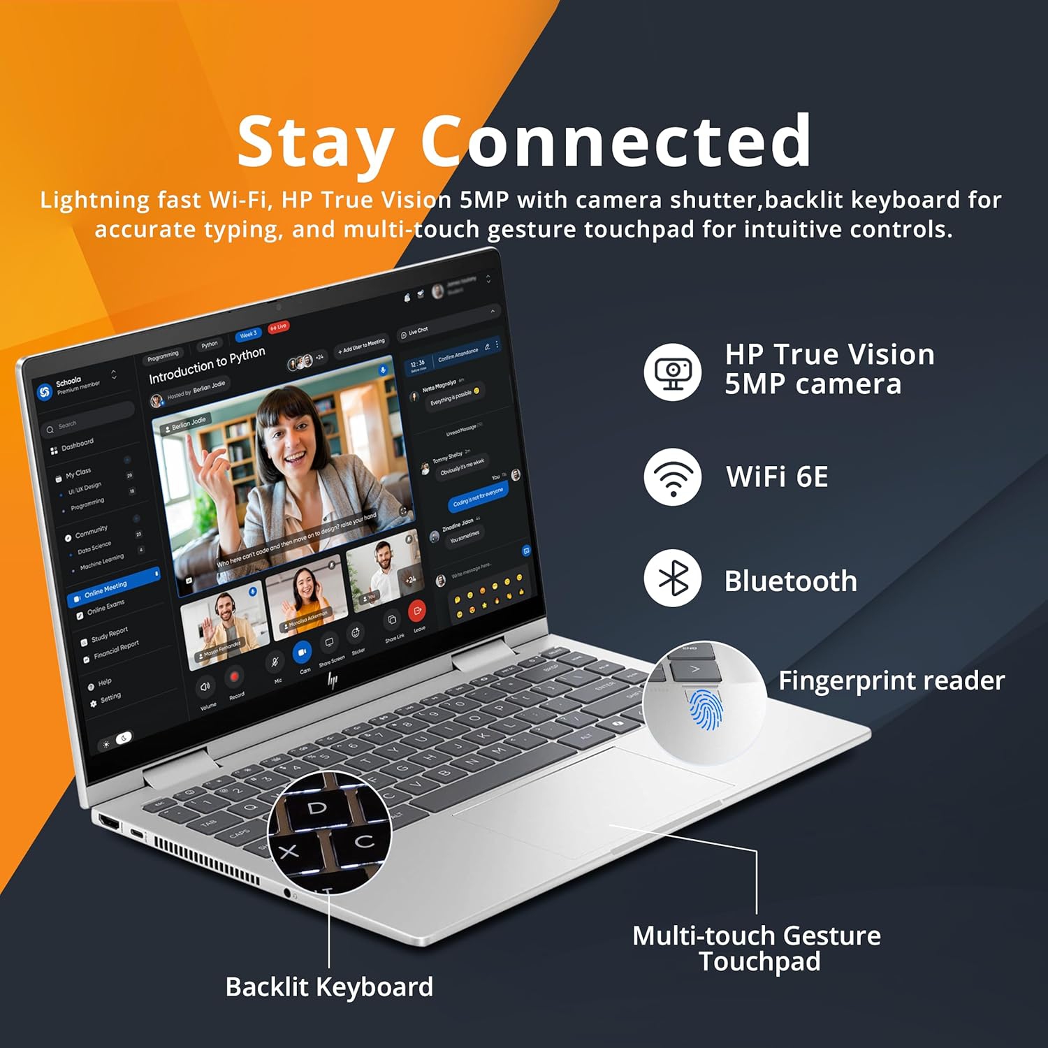 HP Envy x360 2-in-1 14" FHD Touchscreen Laptop, Intel 5 120U, 2.5TB Storage,8GB RAM, Intel Graphics, Backlit Keyboard, Win 11, Silver