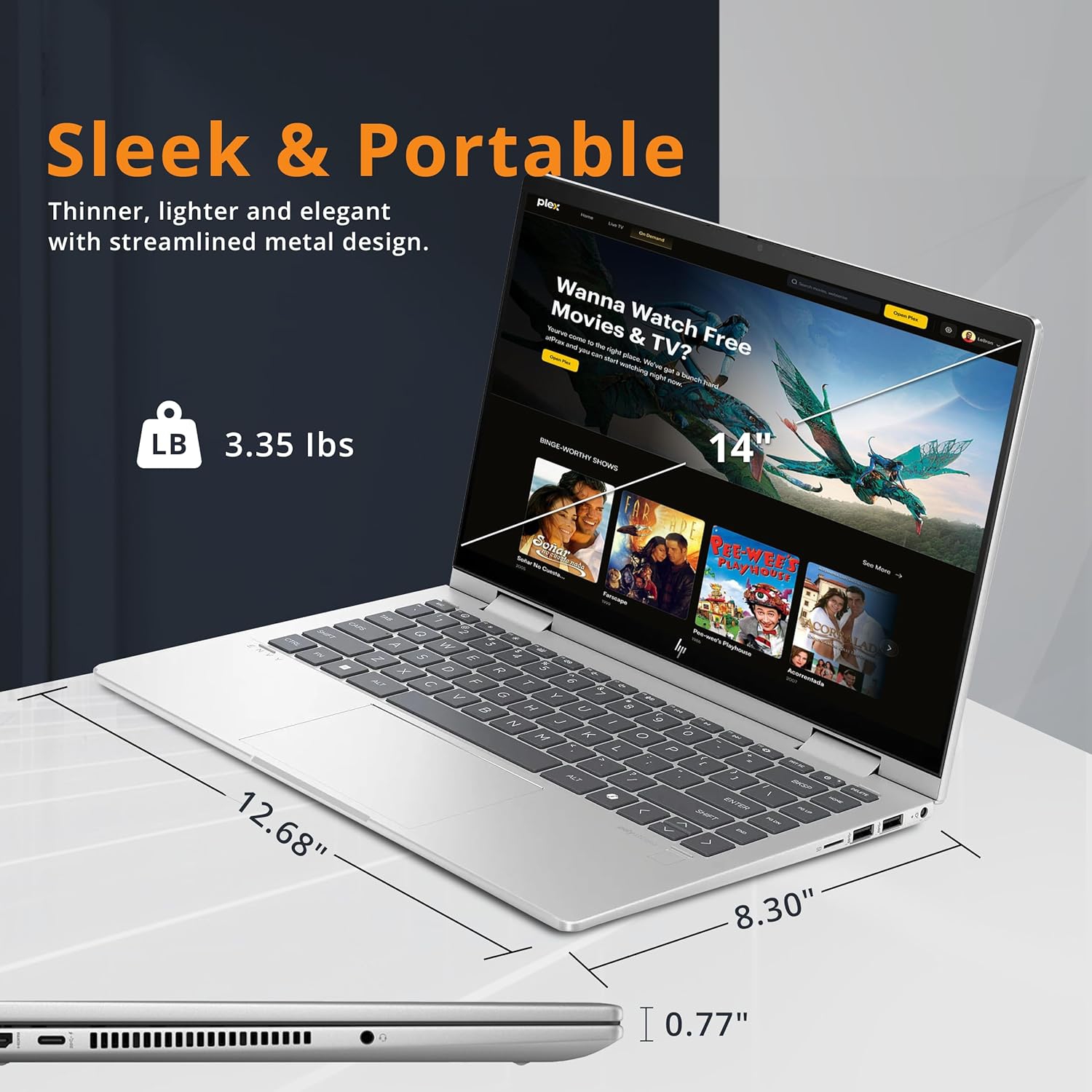 HP Envy x360 2-in-1 14" FHD Touchscreen Laptop, Intel 5 120U, 2.5TB Storage,8GB RAM, Intel Graphics, Backlit Keyboard, Win 11, Silver