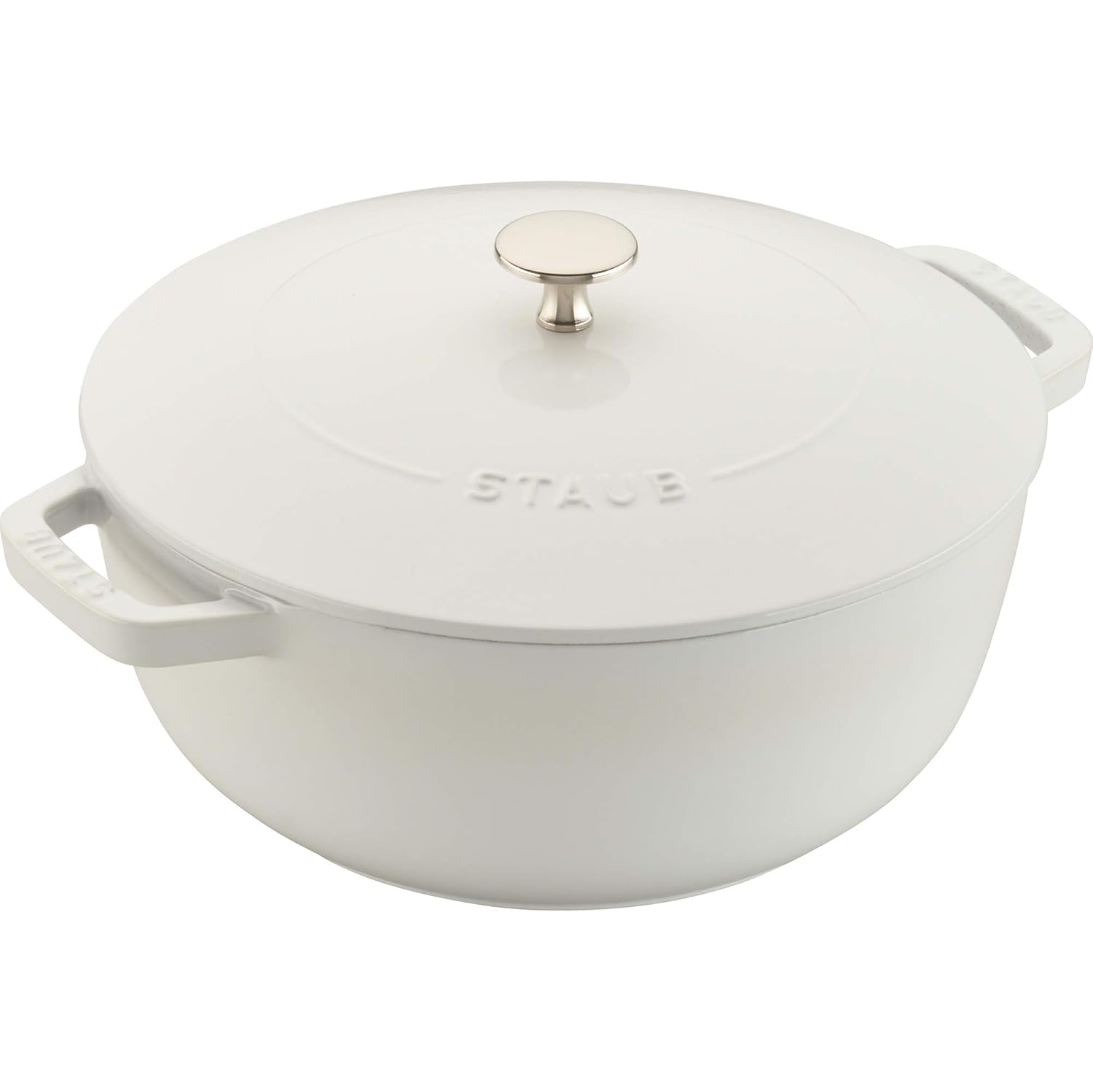 Faitout en fonte de Staub, 3,75&nbsp;Qt, sert 3-4, fabriqué en France, blanc