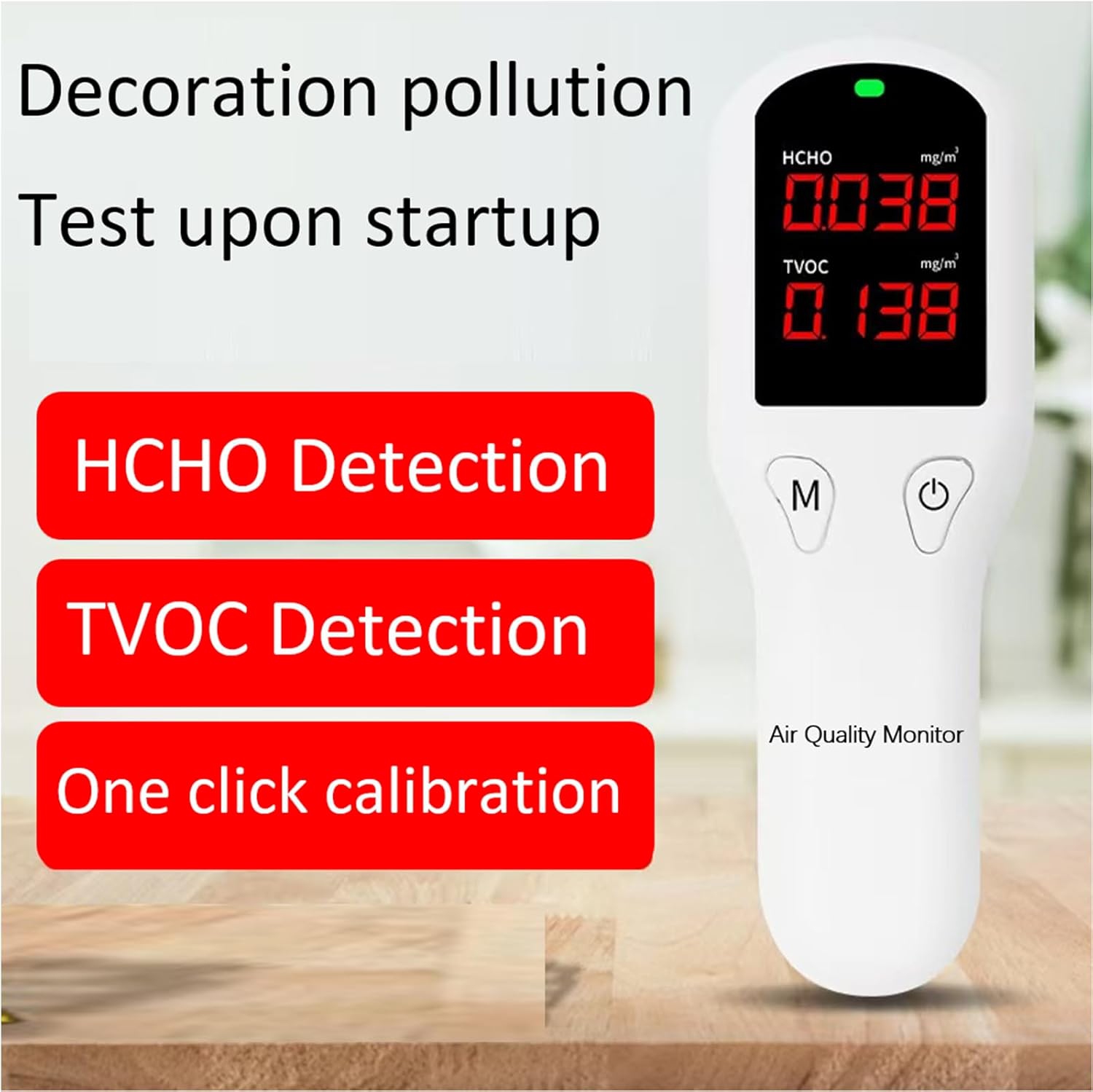 Détecteur de formaldéhyde, compteur de formaldéhyde haute précision, détection de formaldéhyde, détection de TVOC, étalonnage rapide, convient à la