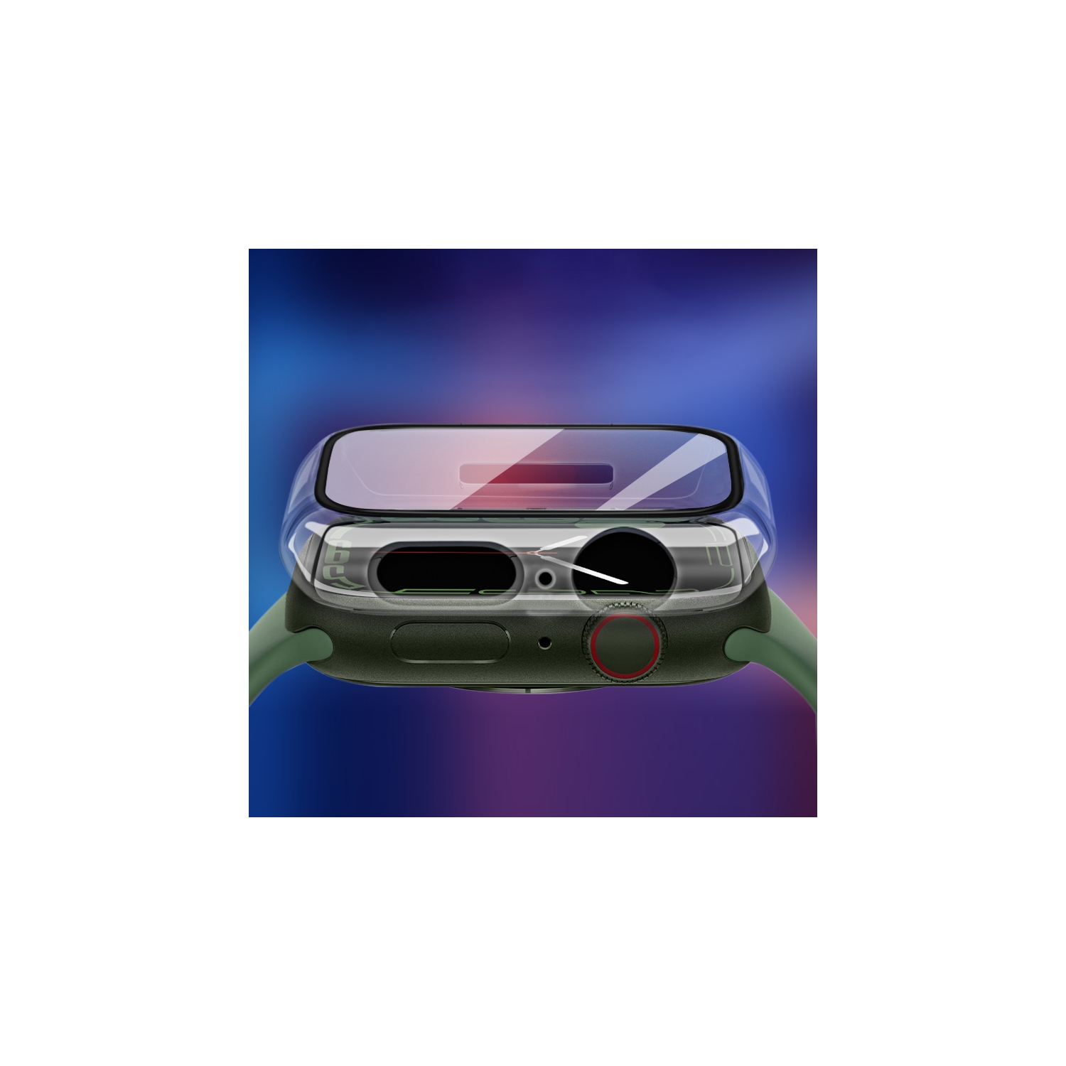 Étui pour Apple Watch Series 9/8/7/SE 2 45&nbsp;mm, étui protecteur d'écran en verre trempé ultramince pour couverture de protection 45&nbsp;mm