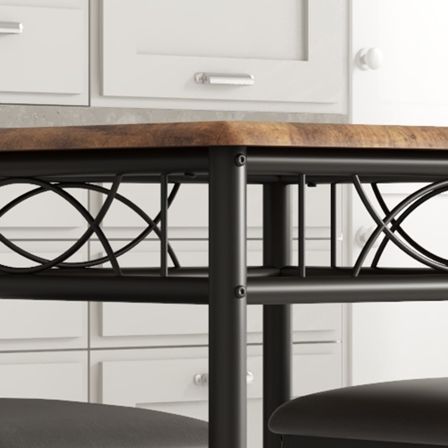 3-Piece Kitchen Table Set for 2 with 2 Upholstered Chairs for Small Rooms, Brown