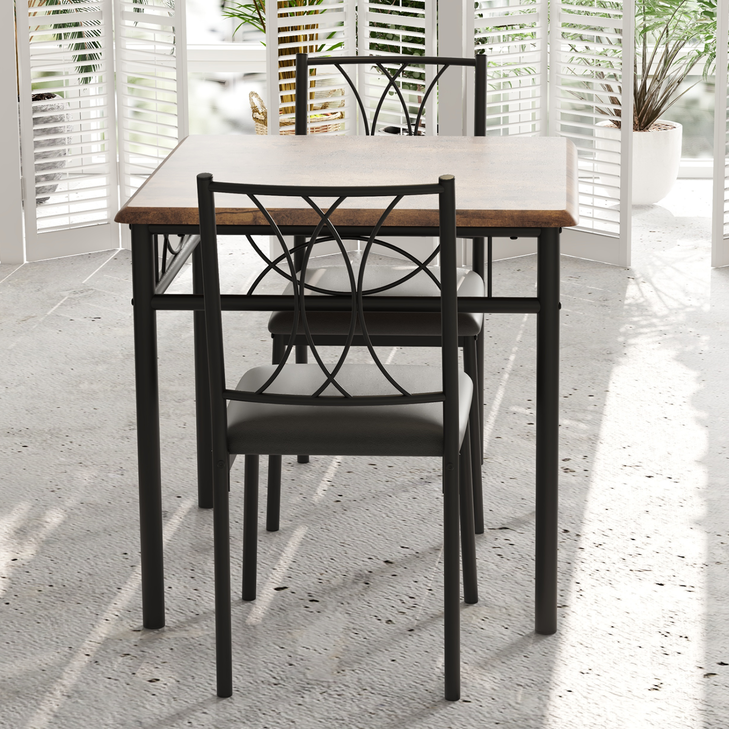 3-Piece Kitchen Table Set for 2 with 2 Upholstered Chairs for Small Rooms, Brown