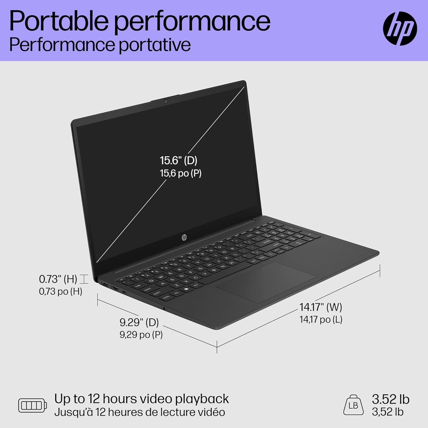 Brand New, HP 15.6" Full HD, 8GB RAM, Intel UHD Graphics, 256GB = 128GB UFS + 128GB USB, Windows 11 + Office365 + New Copilot AI & Social Media