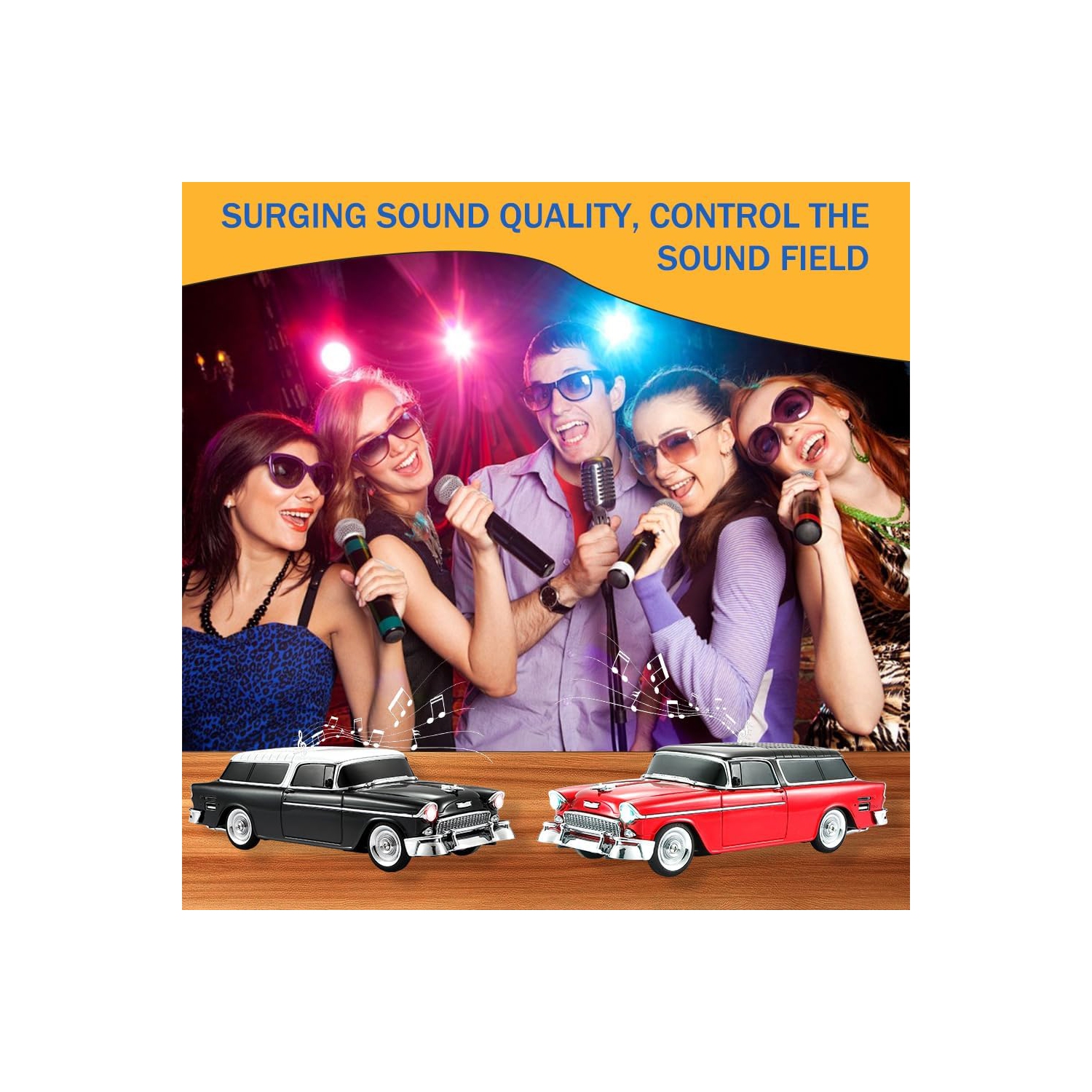 Sedan Bluetooth Speaker – HD Sound, FM Radio, TWS Stereo, LED Party Lights, USB/TF Playback, Hands‑Free Mic – Cool Portable Car Décor for Home,