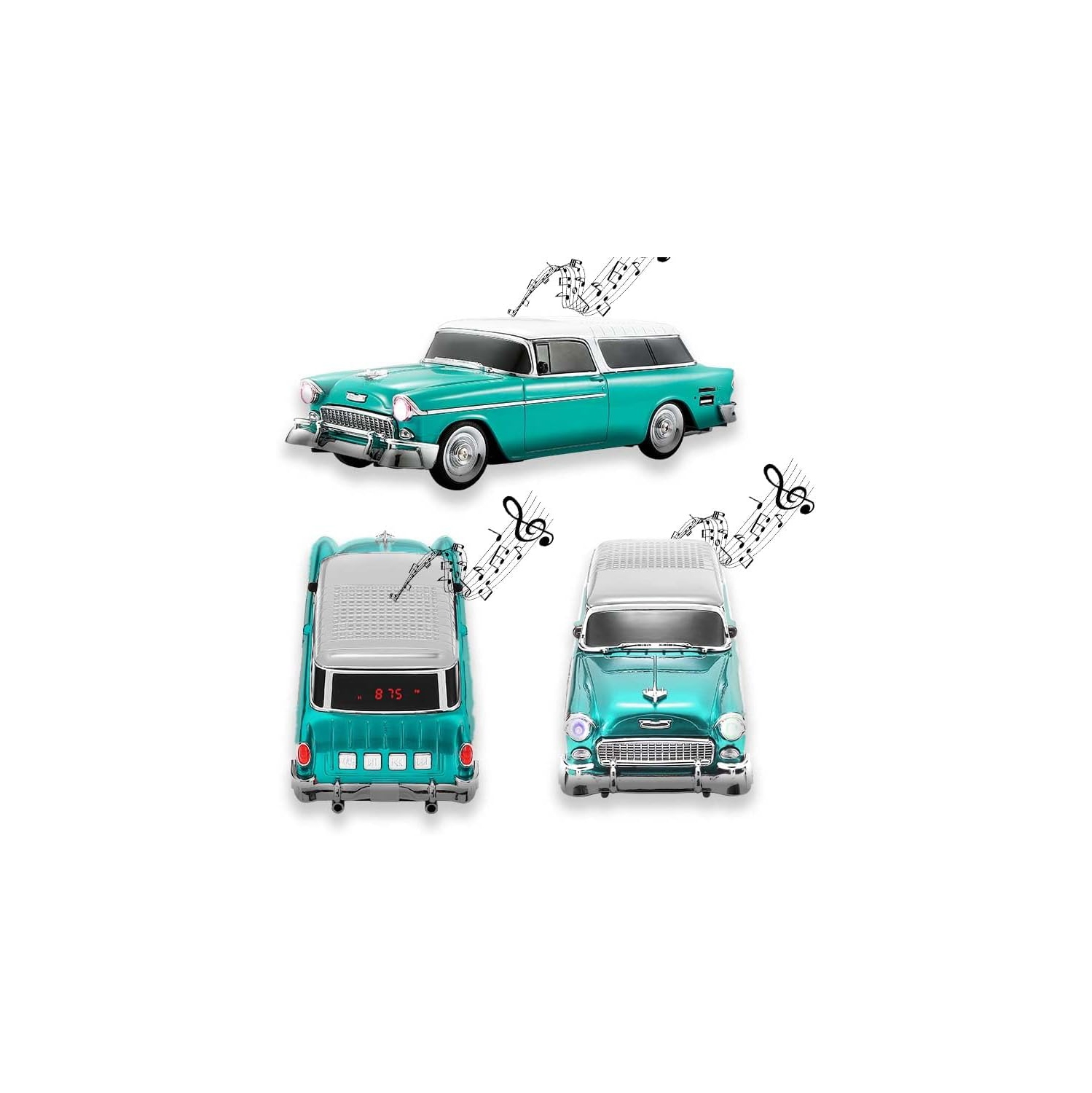 Sedan Bluetooth Speaker – HD Sound, FM Radio, TWS Stereo, LED Party Lights, USB/TF Playback, Hands‑Free Mic – Cool Portable Car Décor for Home,