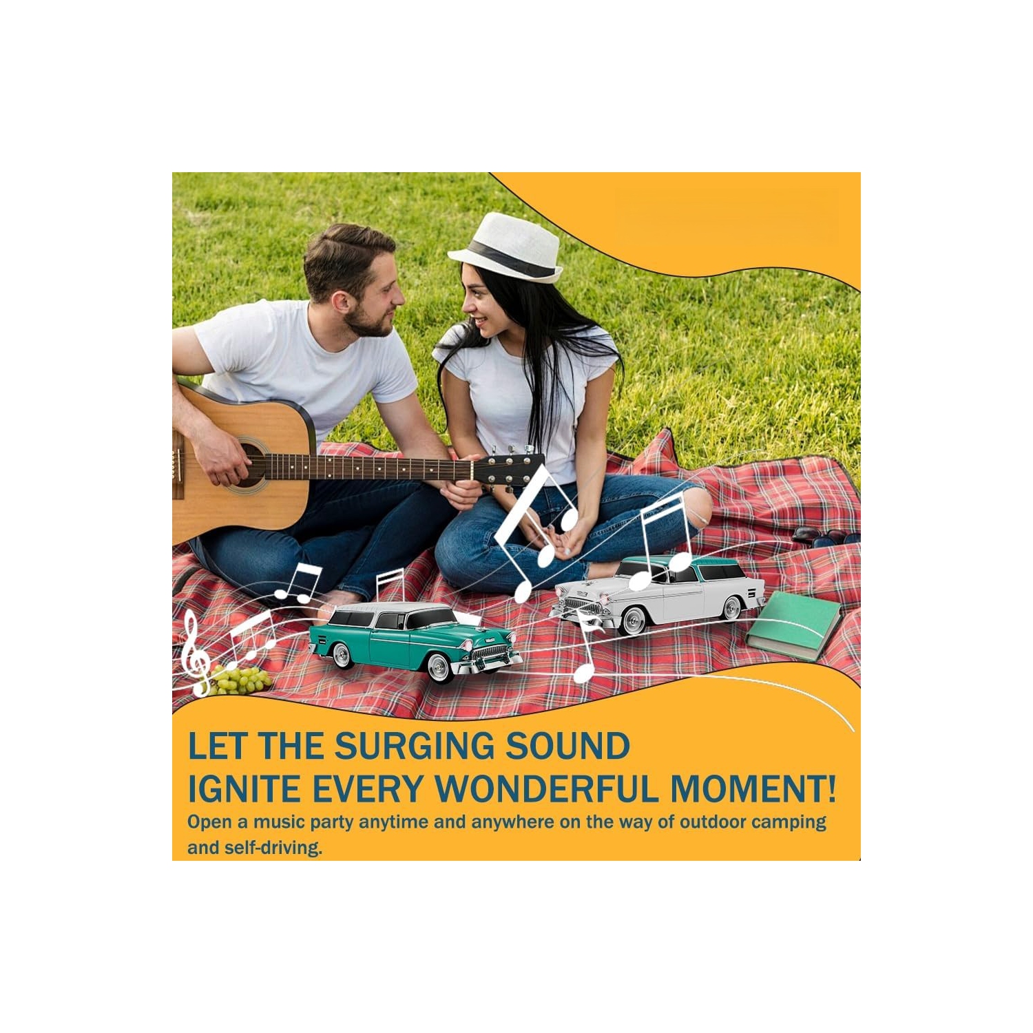 Sedan Bluetooth Speaker – HD Sound, FM Radio, TWS Stereo, LED Party Lights, USB/TF Playback, Hands‑Free Mic – Cool Portable Car Décor for Home,