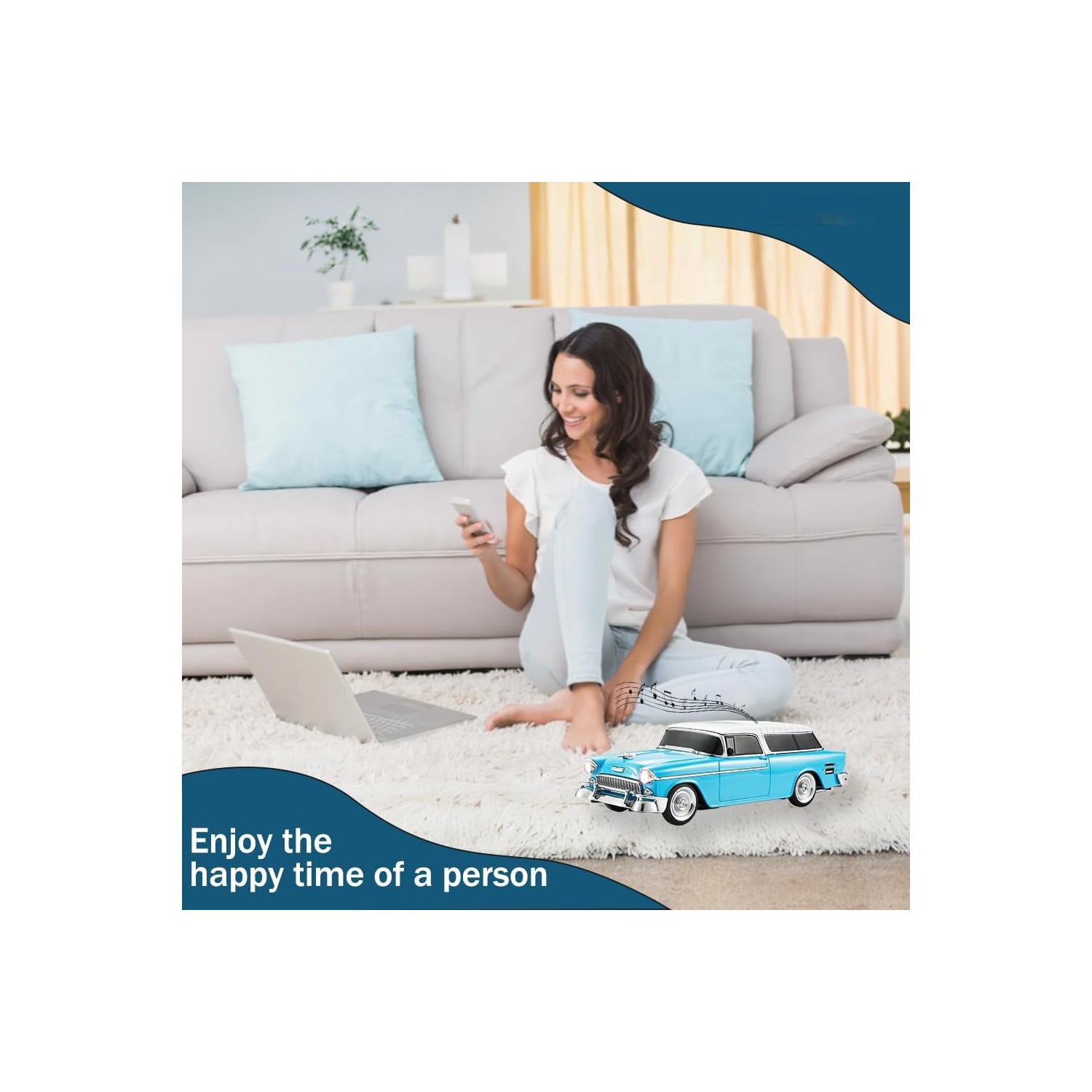 Sedan Bluetooth Speaker – HD Sound, FM Radio, TWS Stereo, LED Party Lights, USB/TF Playback, Hands‑Free Mic – Cool Portable Car Décor for Home,