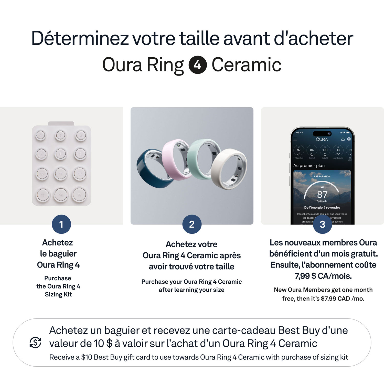 Anneau d'activité et de suivi du sommeil Oura Ring 4 en céramique - Minuit - Taille 6 - Partenariat exclusif de Best Buy