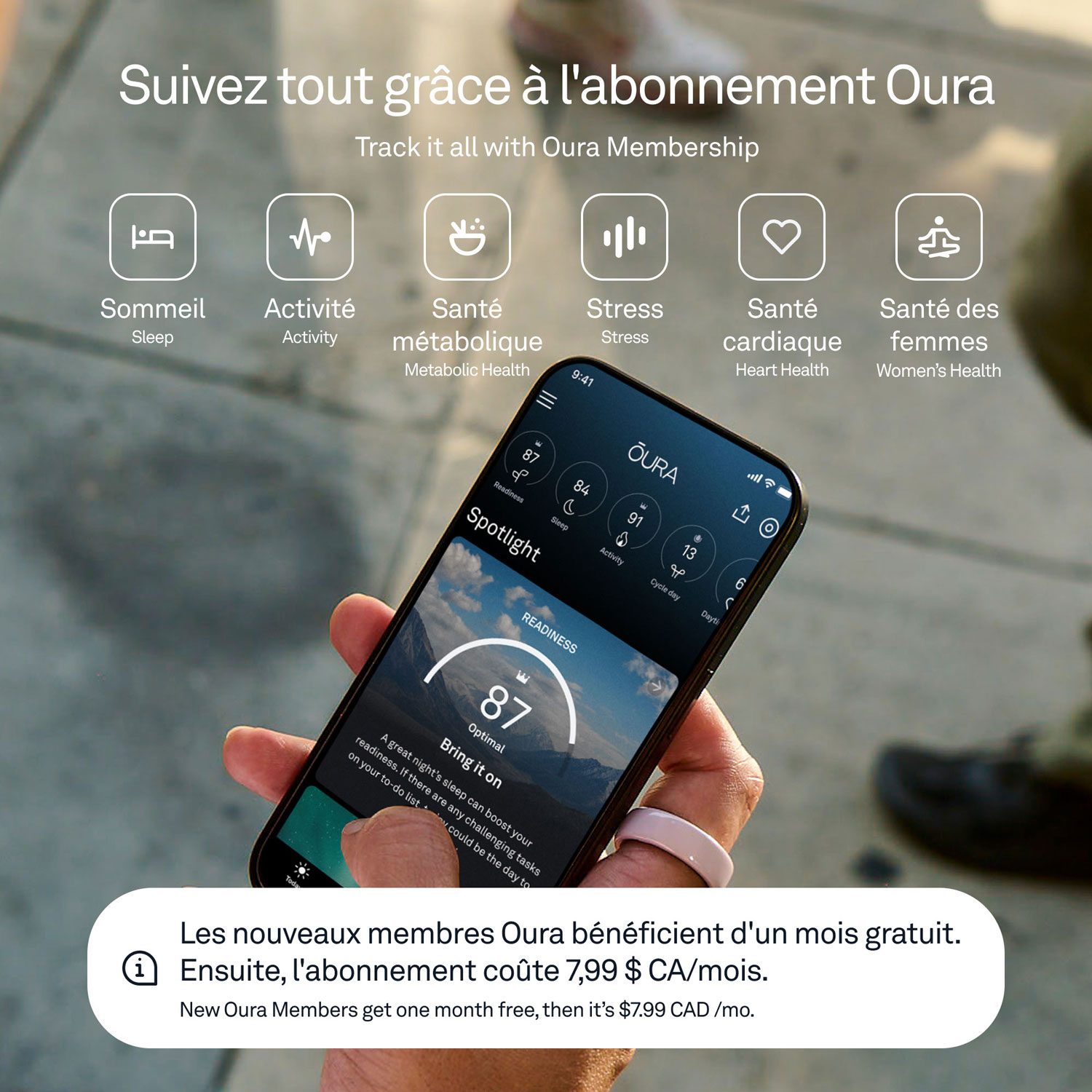 Anneau d'activité et de suivi du sommeil Oura Ring 4 en céramique - Nuage - Taille 8 - Partenariat exclusif de Best Buy