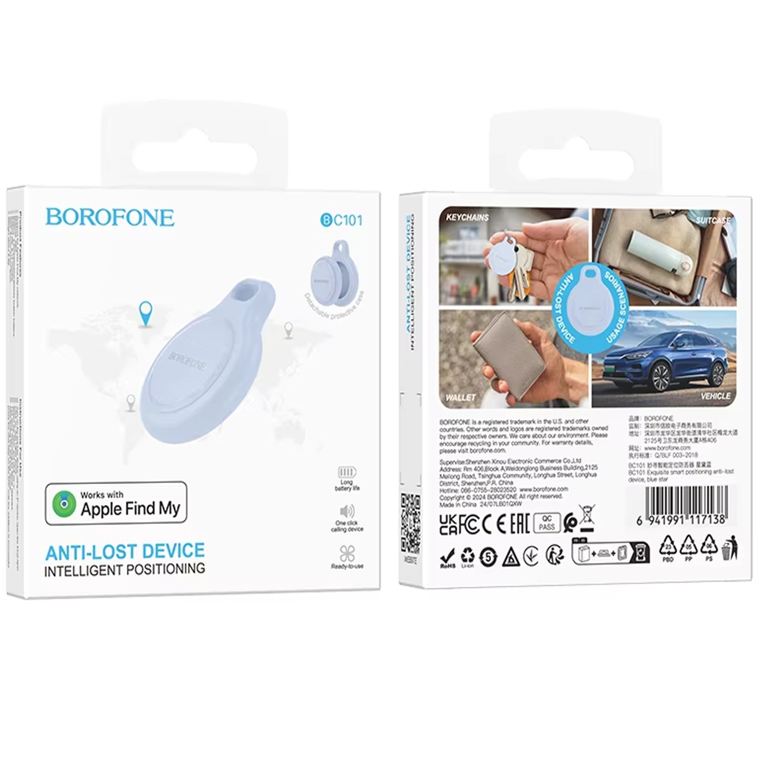 BC101 Smart AirTag Trackers avec son GPS Global Fonctionne avec le système iOS Localiser mon APPLICATION Tag Mini Localisateur de clés pour animaux