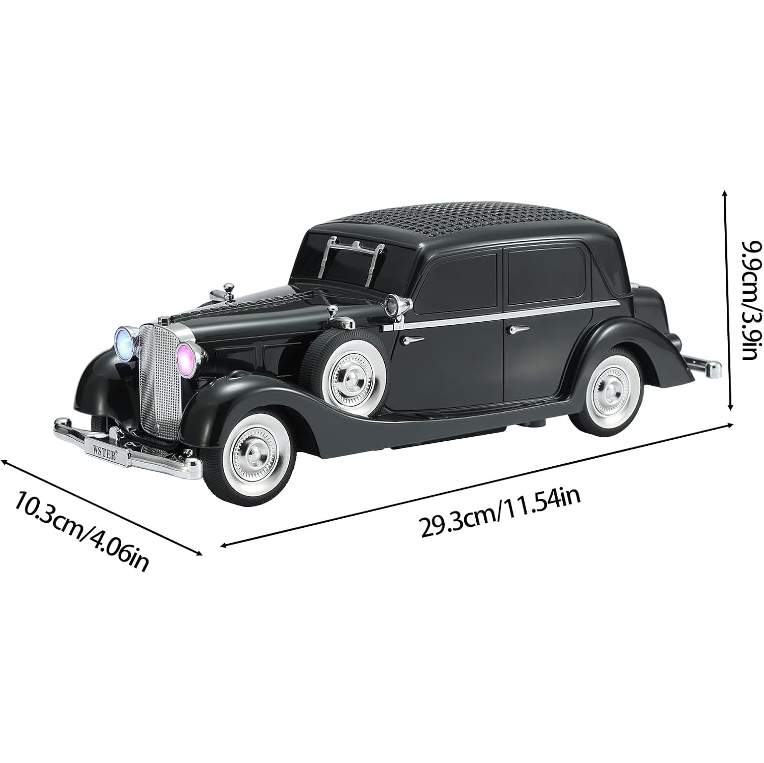 Classic Car Bluetooth Replica Speaker – Wireless HD Sound with FM Radio, TWS Stereo, LED Party Lights, Built-in Microphone Hands-Free Call, Surprise