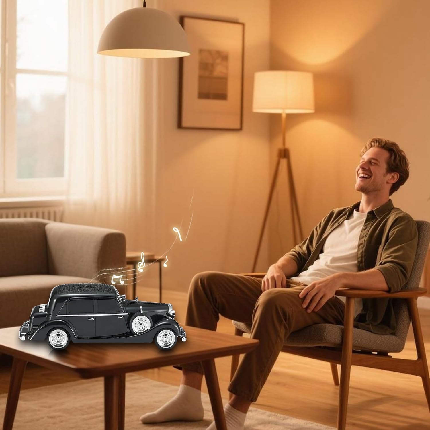 Classic Car Bluetooth Replica Speaker – Wireless HD Sound with FM Radio, TWS Stereo, LED Party Lights, Built-in Microphone Hands-Free Call, Surprise