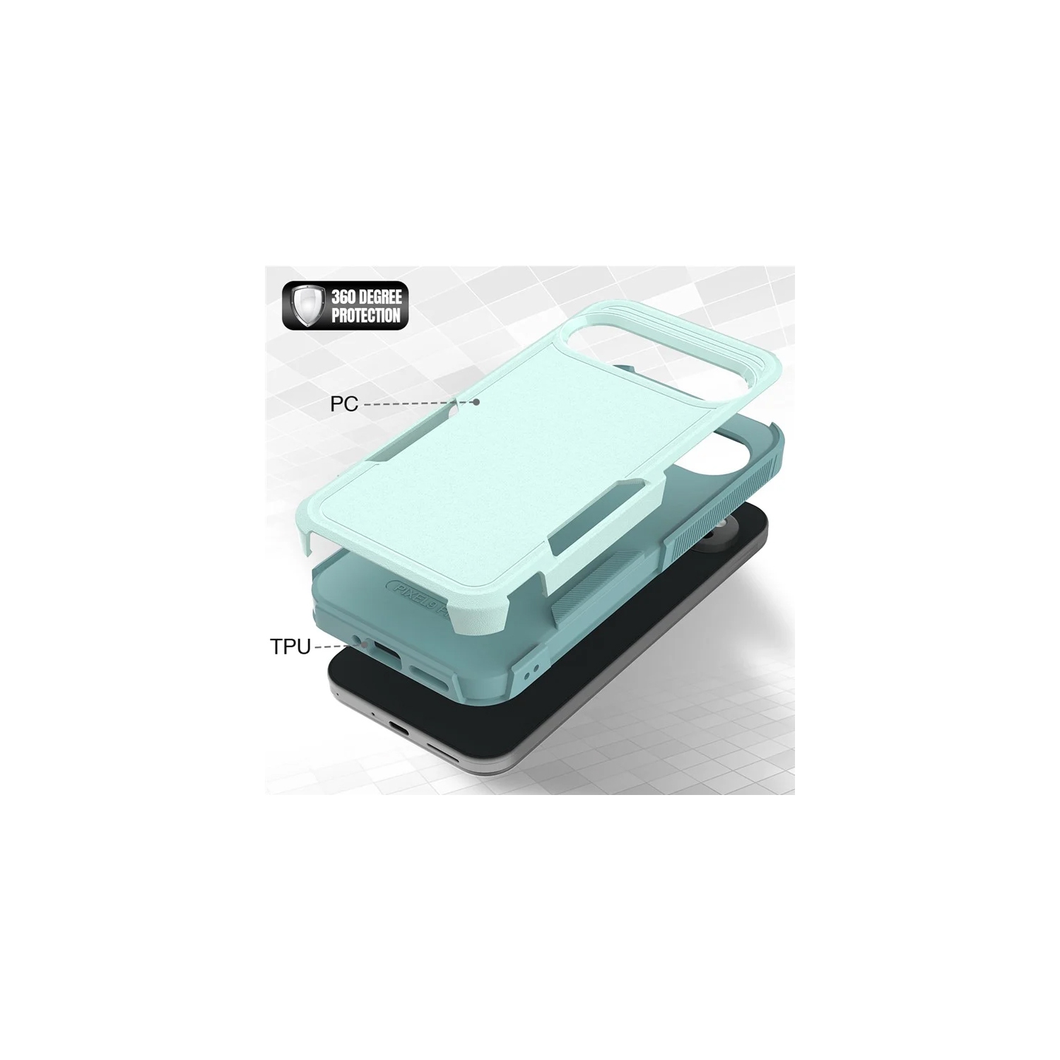 XCRS Google Pixel 10 et Pixel 10 Pro (2025) Étui double couche Comm robuste, robuste, Tuff Cover