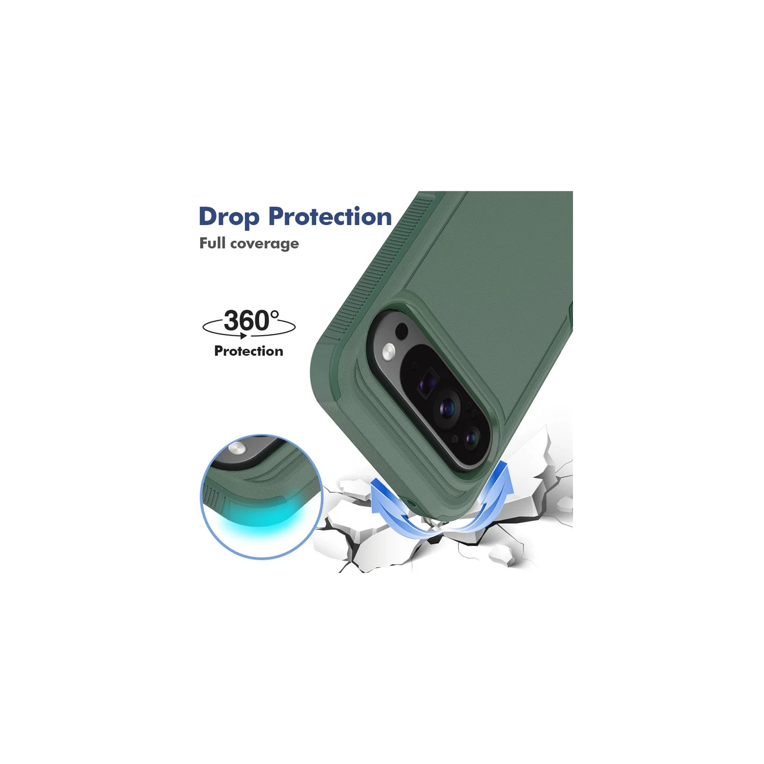 XCRS Google Pixel 10 et Pixel 10 Pro (2025) Étui double couche Comm robuste, robuste, Tuff Cover