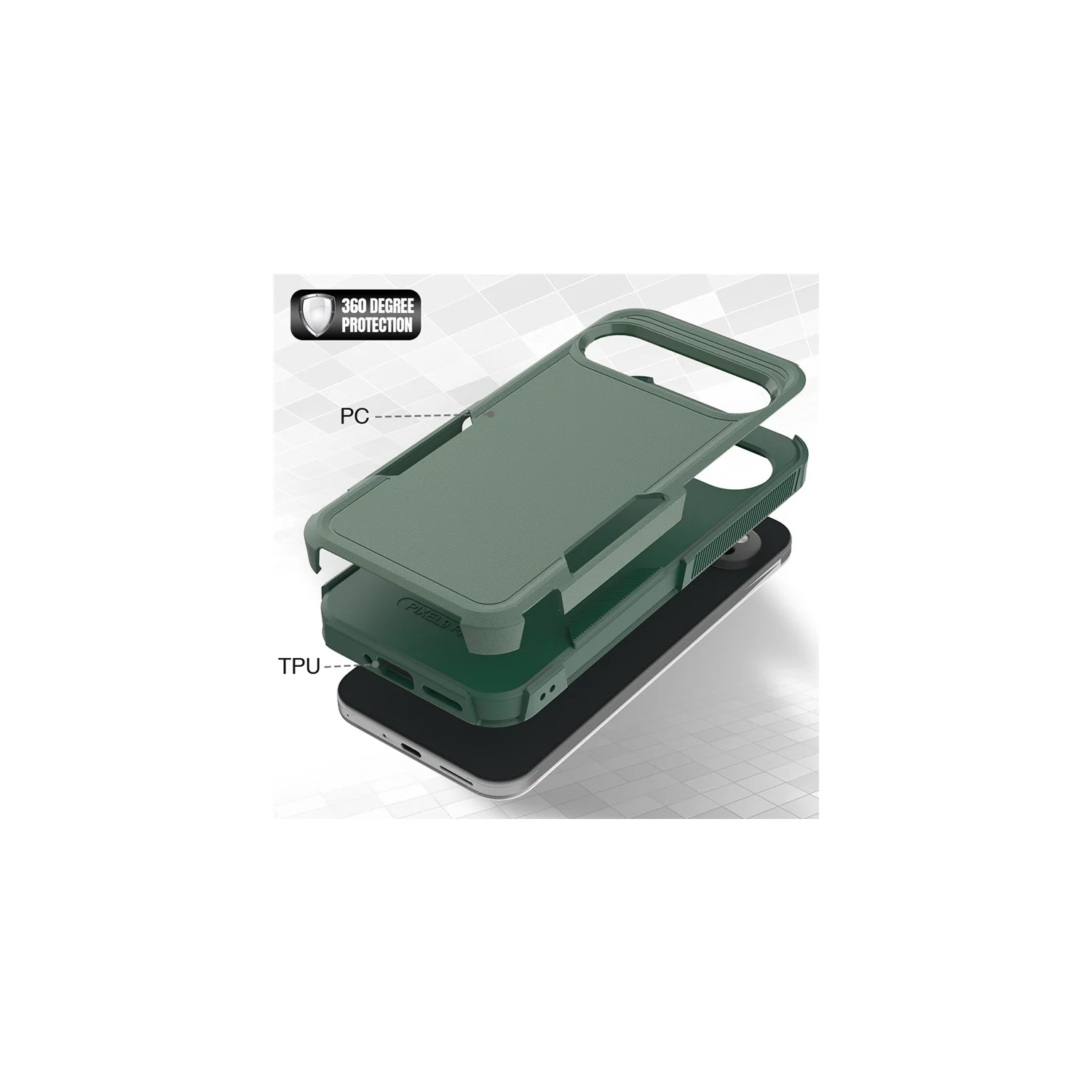 XCRS Google Pixel 10 et Pixel 10 Pro (2025) Étui double couche Comm robuste, robuste, Tuff Cover