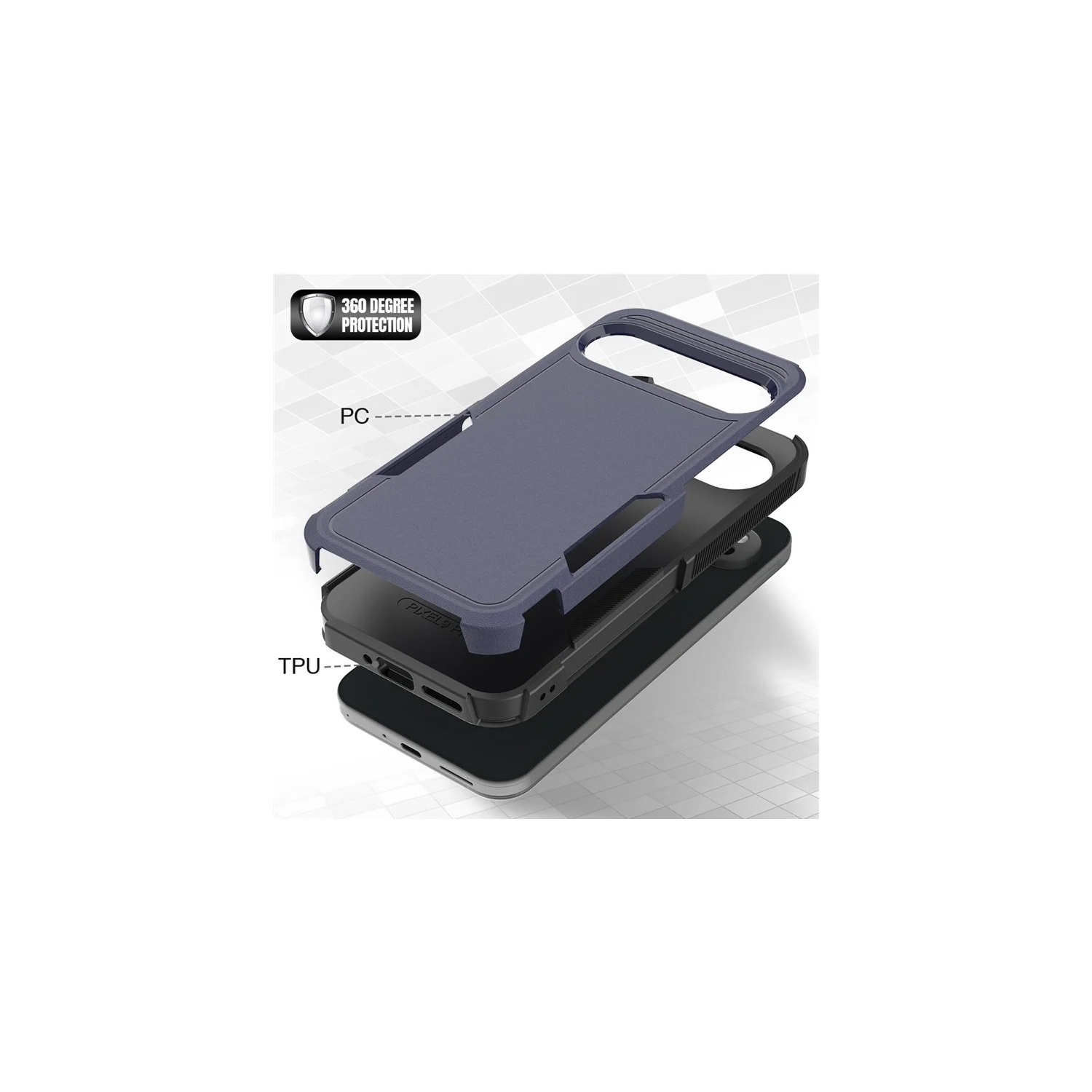 XCRS Google Pixel 10 Pro XL Étui double couche robuste Comm, robuste, Tuff Cover