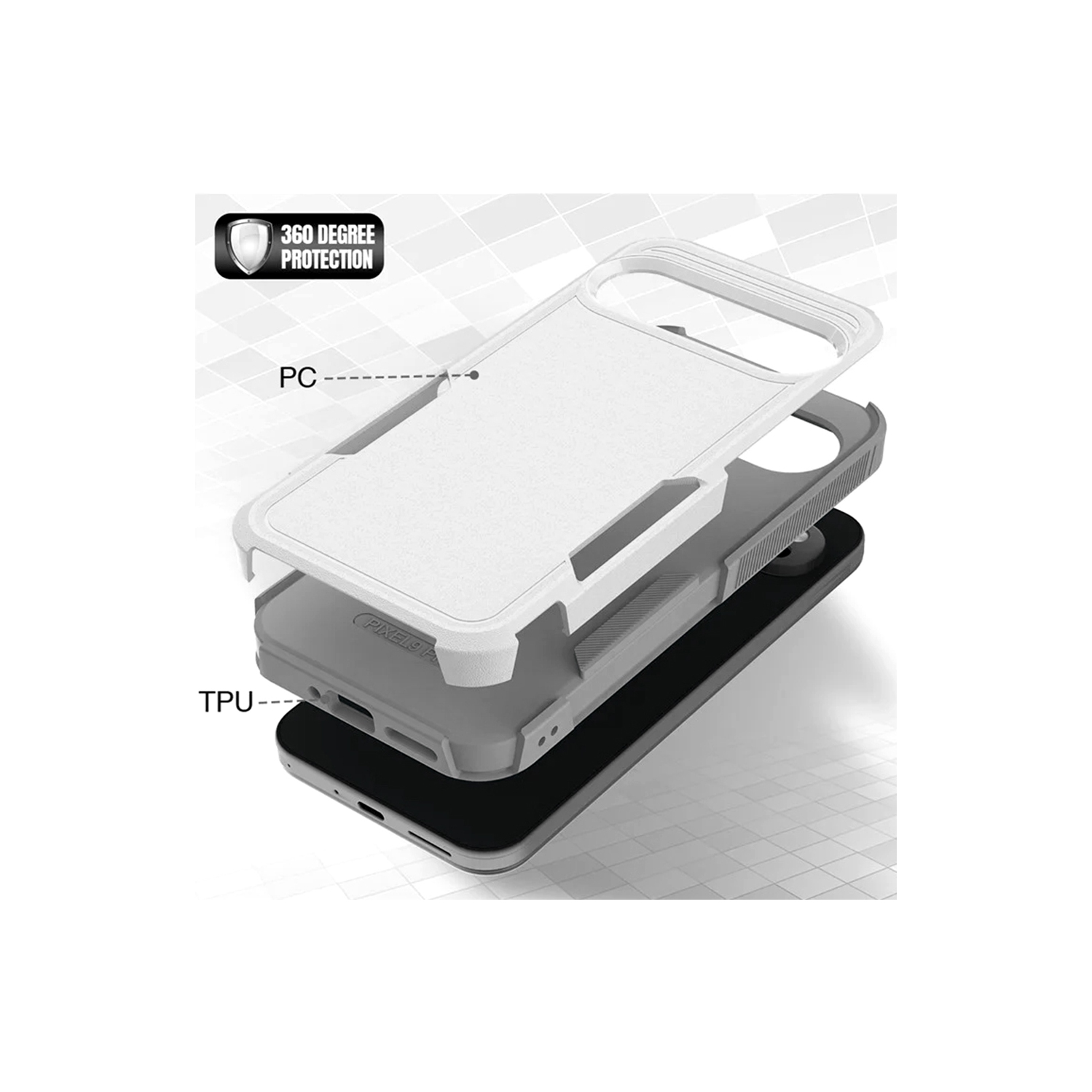 XCRS Google Pixel 10 Pro XL Étui double couche robuste Comm, robuste, Tuff Cover