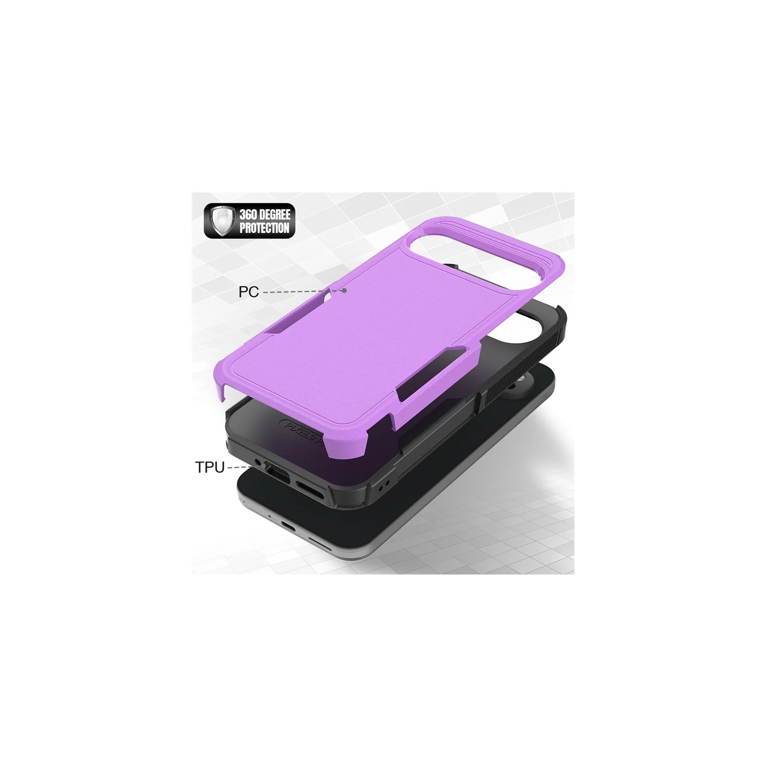 XCRS Google Pixel 10 Pro XL Étui double couche robuste Comm, robuste, Tuff Cover