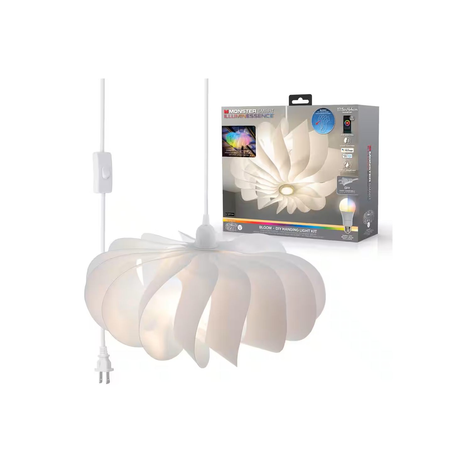 15ft Curved Smart App Multi-Color Hanging Pendant Light