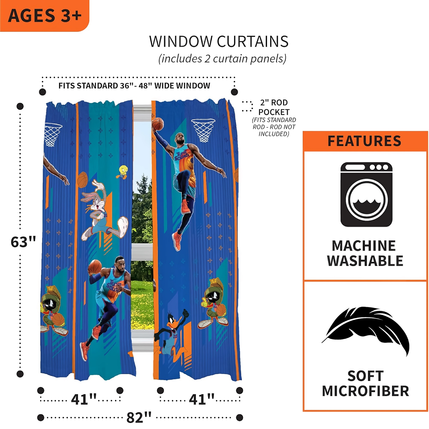 Rideaux pour enfants, ensemble de 82 panneaux de rideau en microfibre 63&nbsp;po