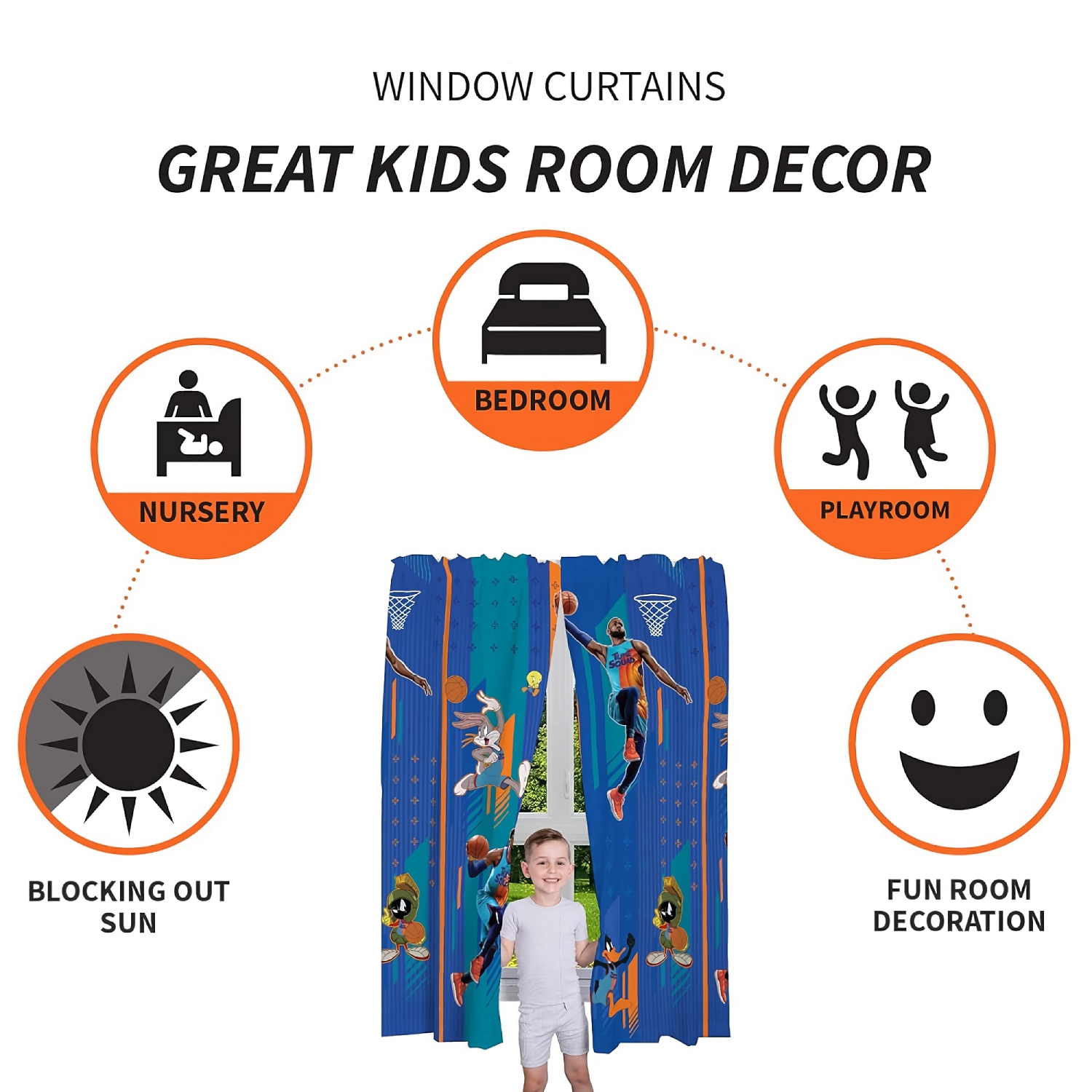 Rideaux pour enfants, ensemble de 82 panneaux de rideau en microfibre 63&nbsp;po