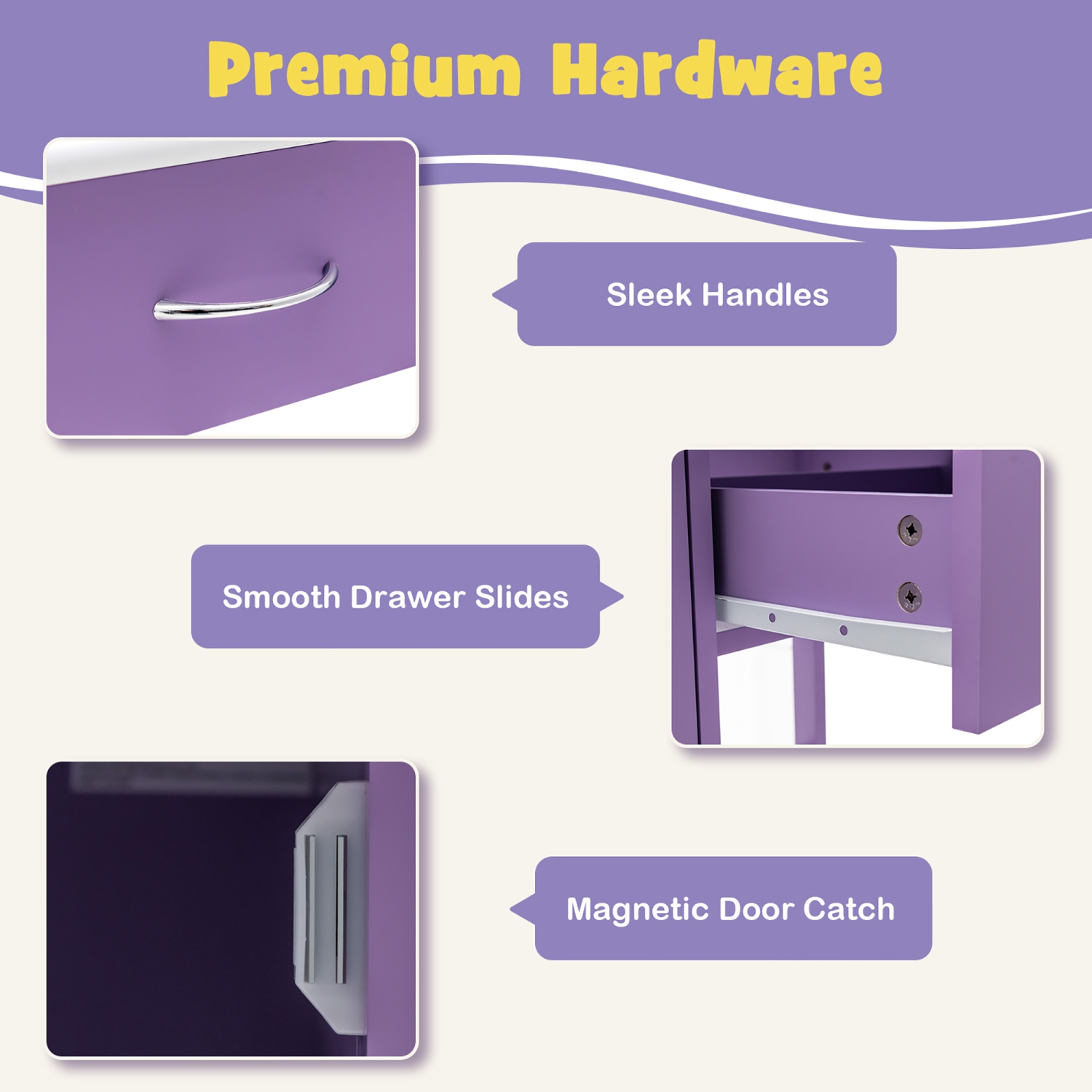 Costway Kids Wooden Study Desk & Chair Writing Table w/Drawer Storage Cabinet