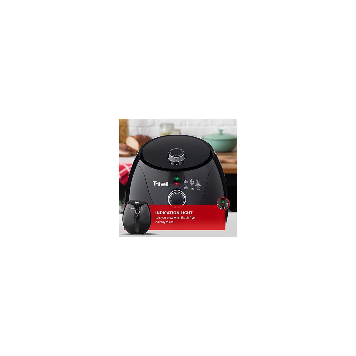 Friteuse à air chaud essentielle de T-Fal, 3,2 L/3,4 pte, 1200&nbsp;W, friteuse à air chaud, gril, rôtissage Cuisson, Taille parfaite, Sans huile,