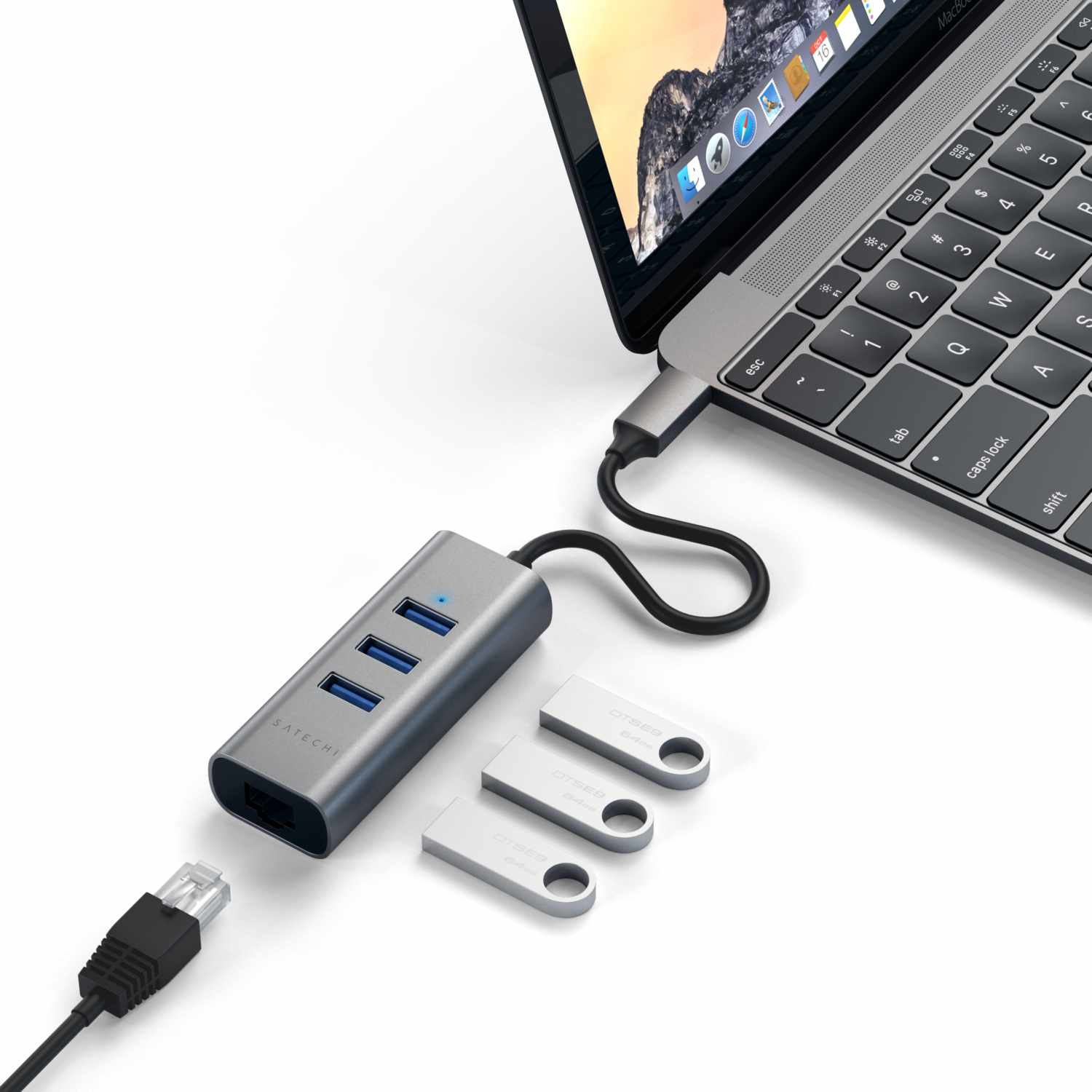 Satechi USB-C 2-in-1 USB Hub with Ethernet | Space Gray
