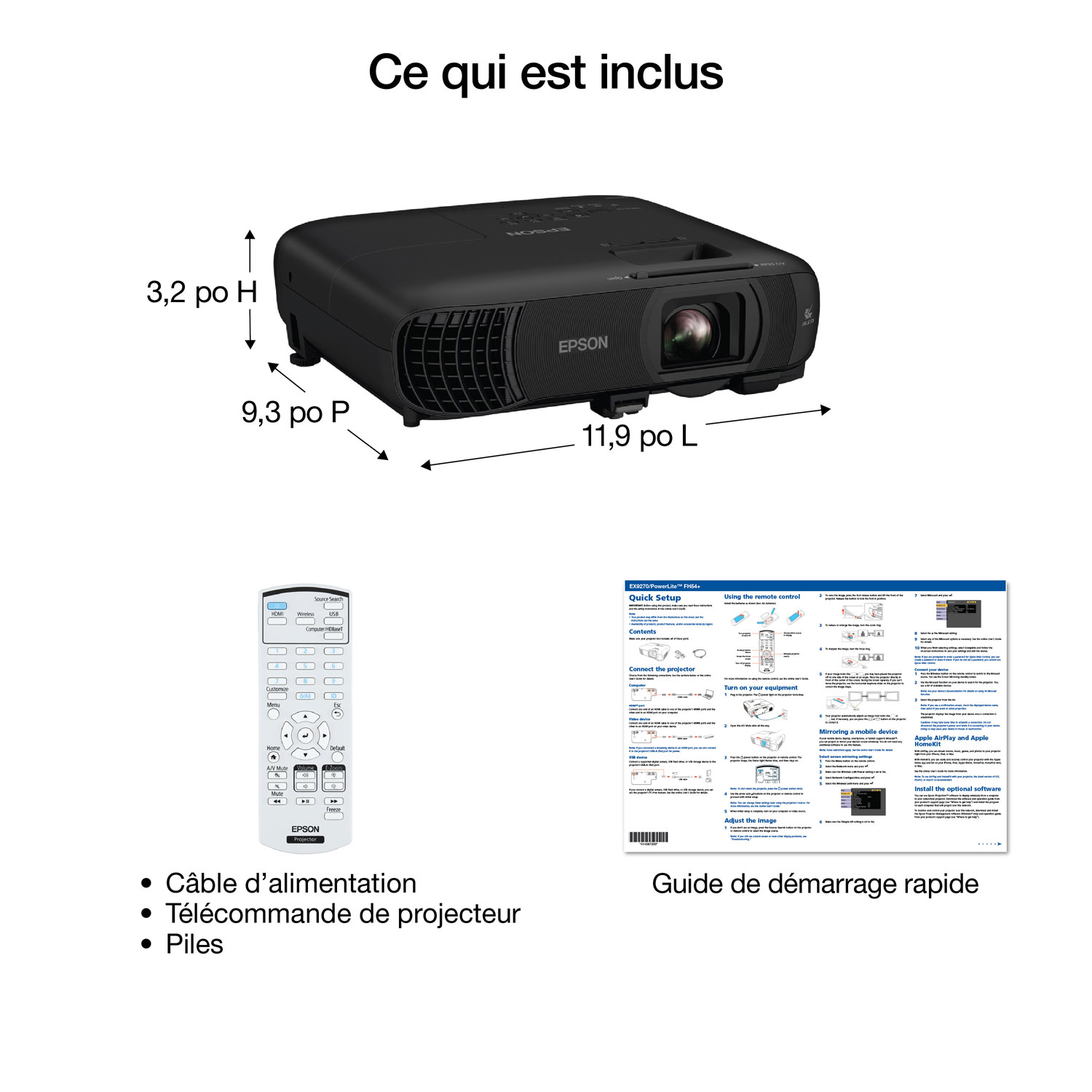 Projecteur d'entreprise DEL HD 1080p Pro EX9270 d'Epson