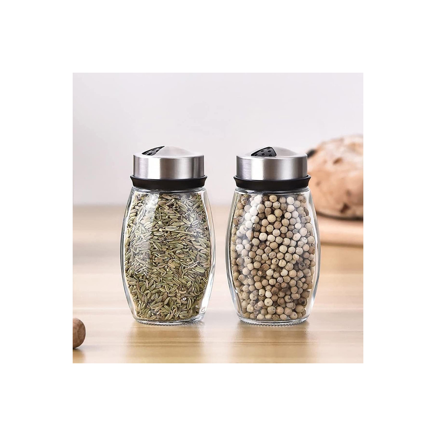 Support à épices AxGear, 6 bouteilles d'assaisonnement, range-tout de comptoir en acier inoxydable rotatif