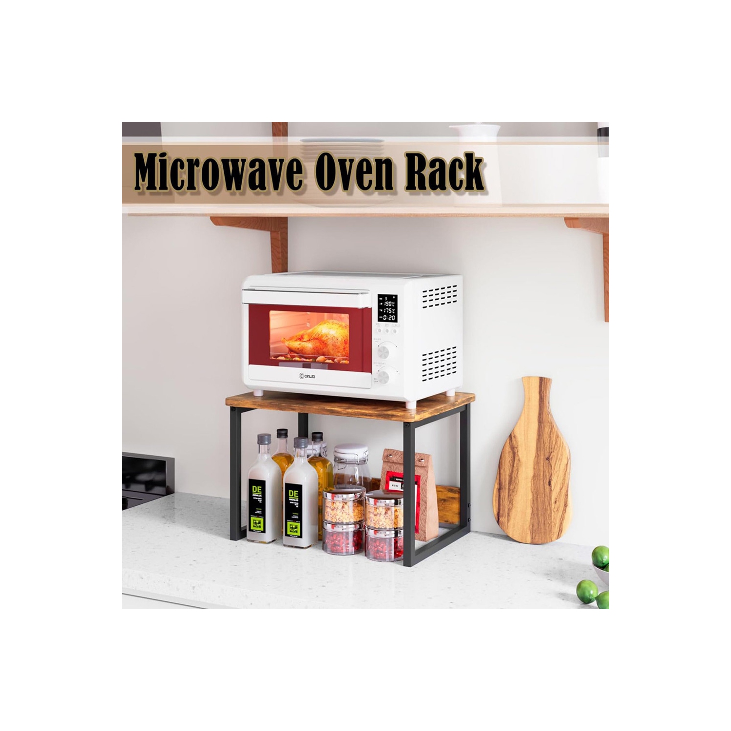 axGear Kitchen Countertop Organizer Cabinet Shelf Office Desktop Riser Printer Stand